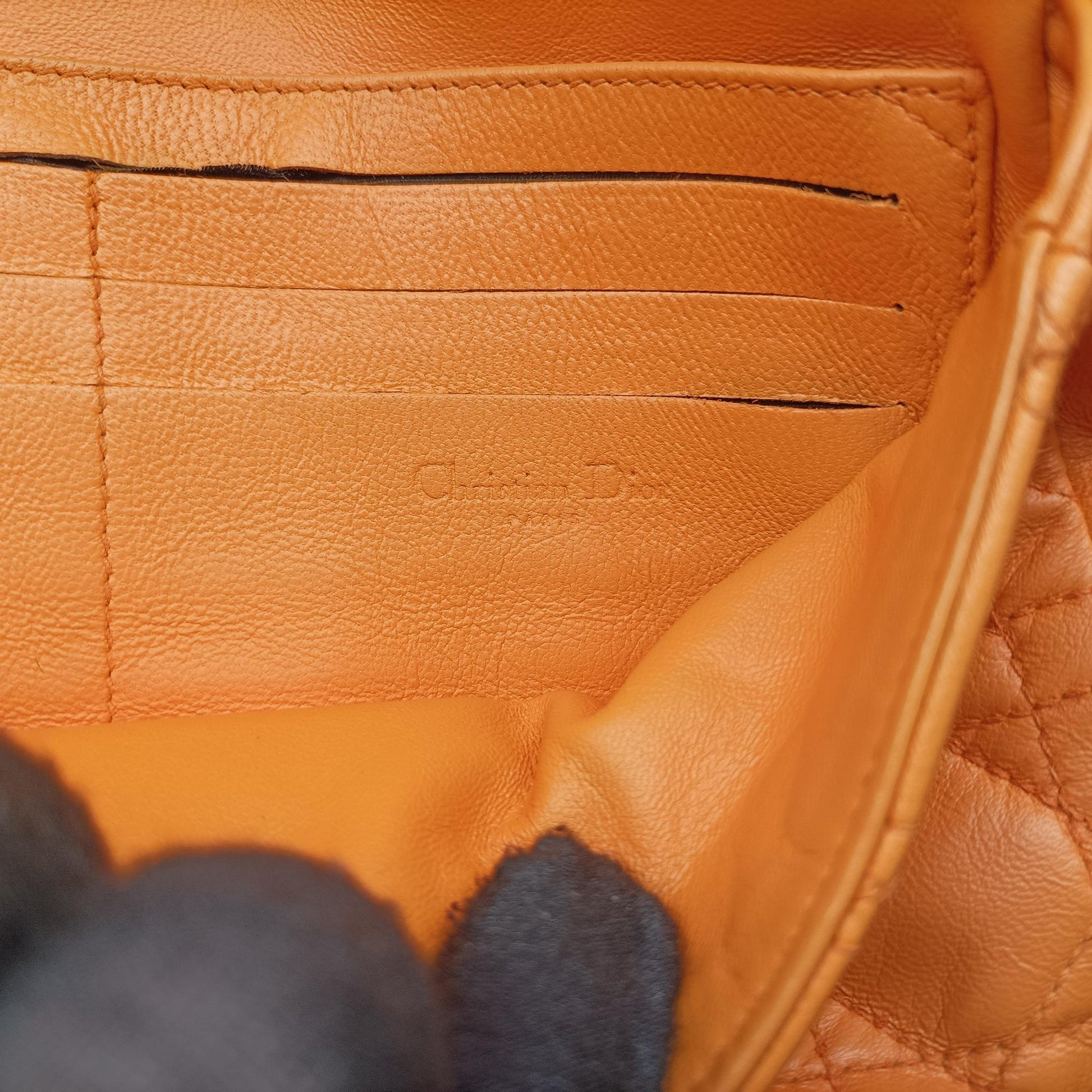Miss Dior Cannage New Lock Orange lambskin 03-LU-0192ミスディオール カナージュ ニューロック オレンジ ラムスキン 03-LU-0192
