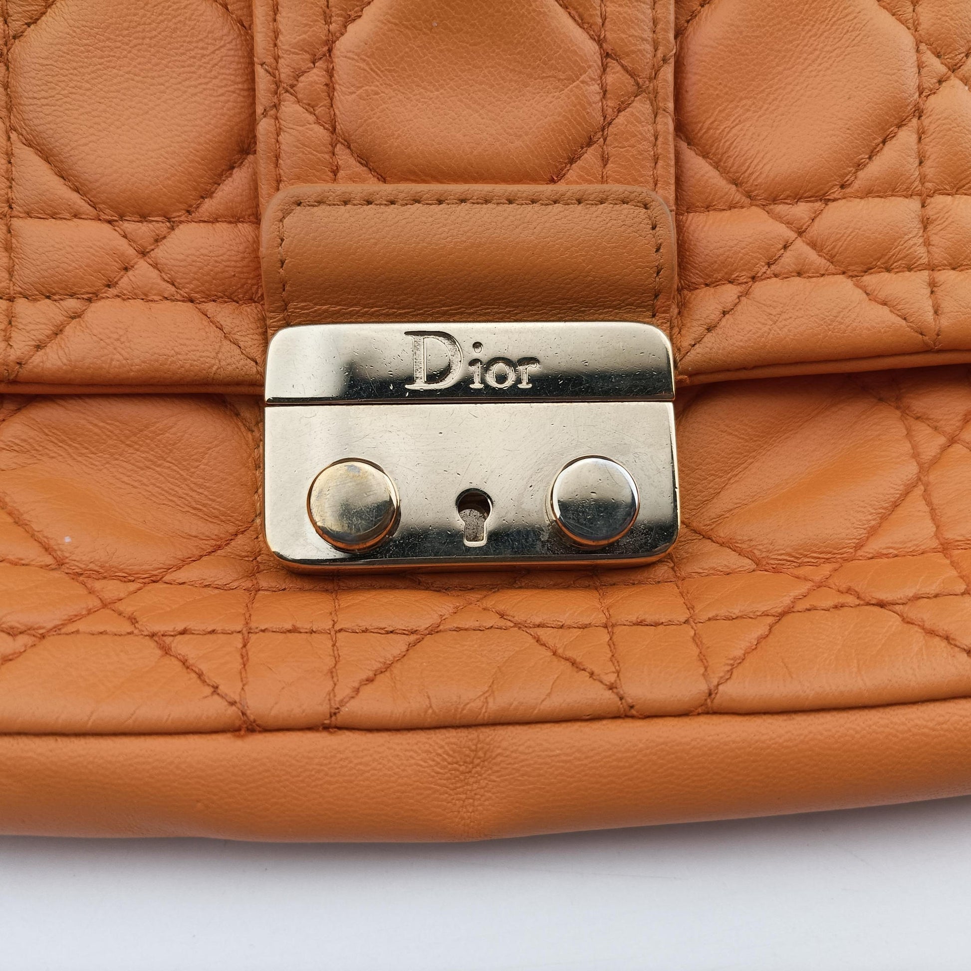 Miss Dior Cannage New Lock Orange lambskin 03-LU-0192ミスディオール カナージュ ニューロック オレンジ ラムスキン 03-LU-0192