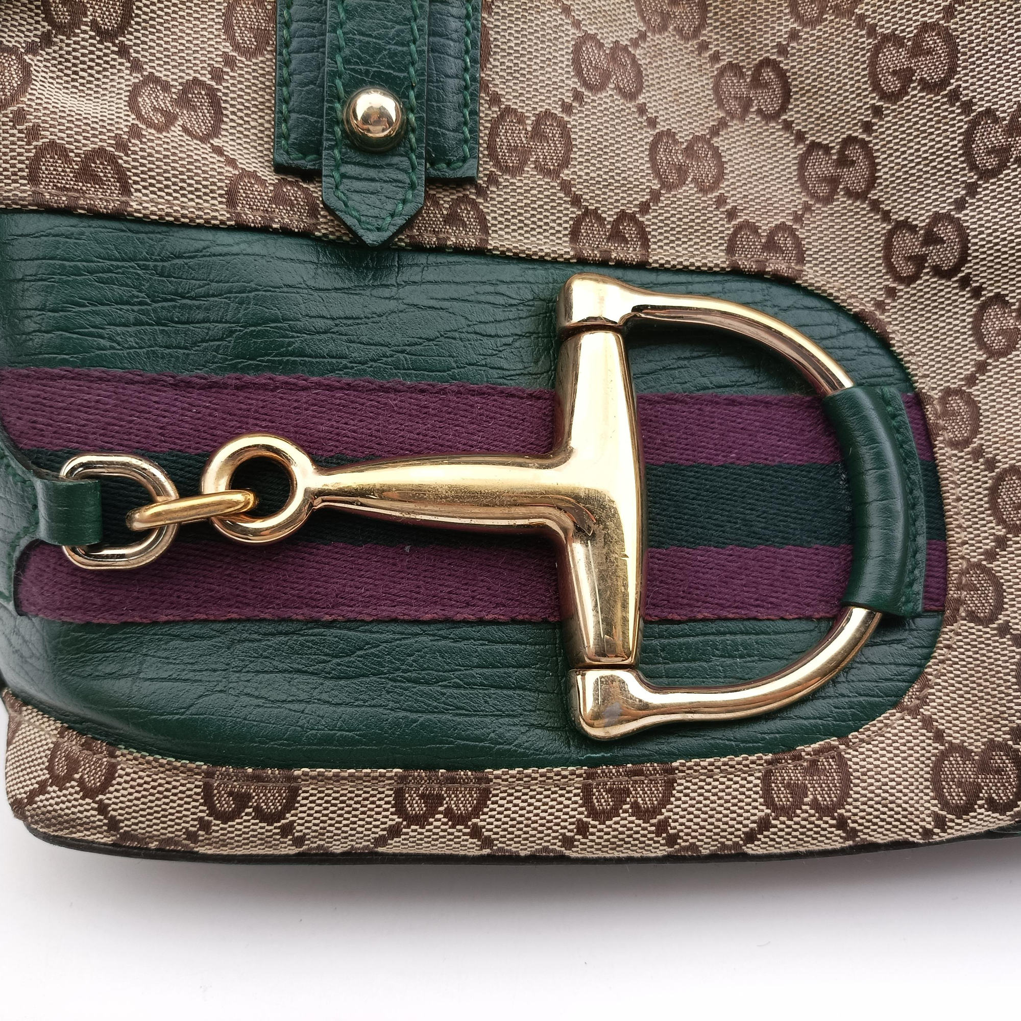 Horsebit Hasler Green × Brown GGCanvas×Leather 137475 ホースビット ハスラー グリーン × ブラウン GGキャンバス×レザー 137475 