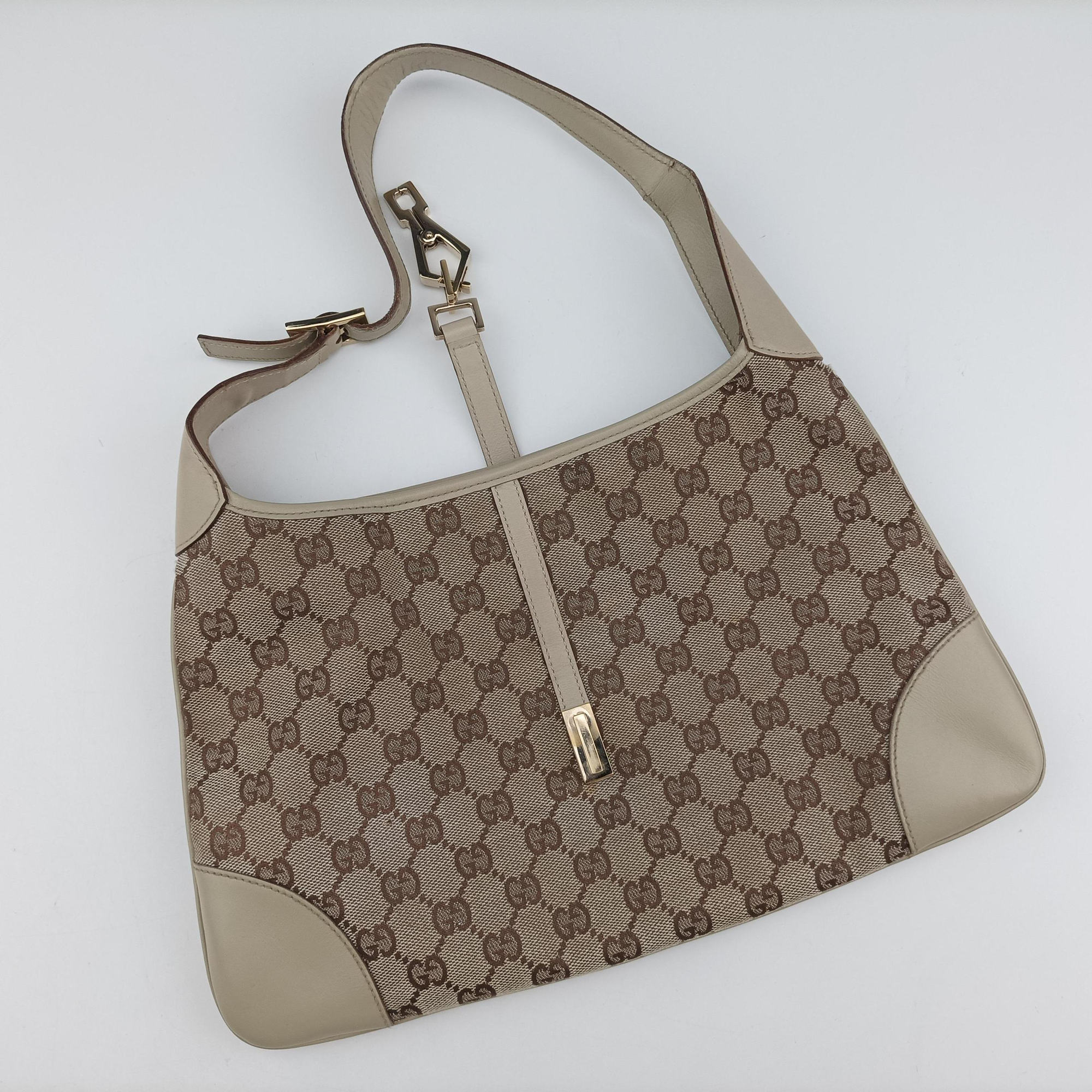 Jackie Ivory × Beige canvas×leather 001.40 ジャッキー アイボリー × ベージュ キャンバス×レザー 001.40 