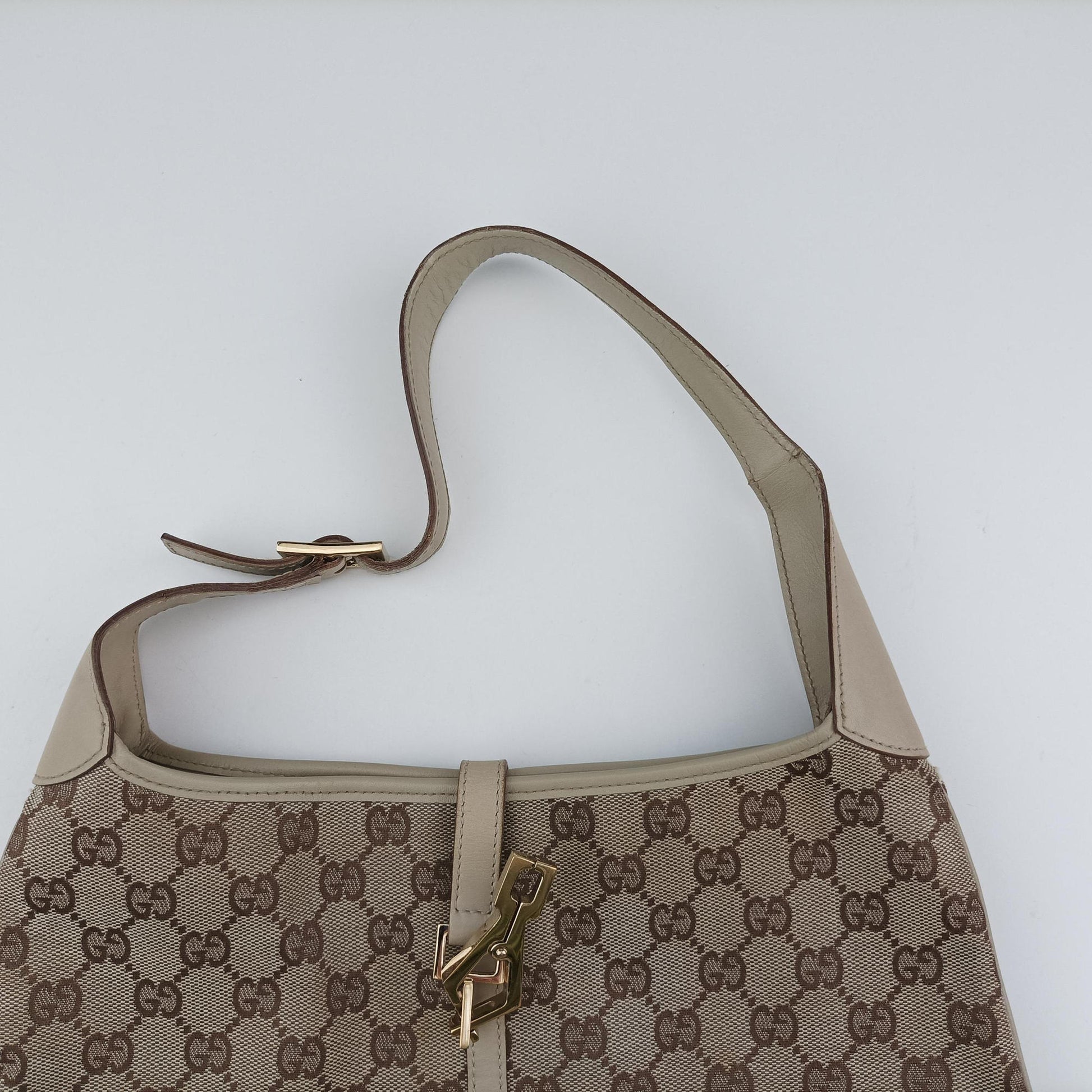 Jackie Ivory × Beige canvas×leather 001.40 ジャッキー アイボリー × ベージュ キャンバス×レザー 001.40 