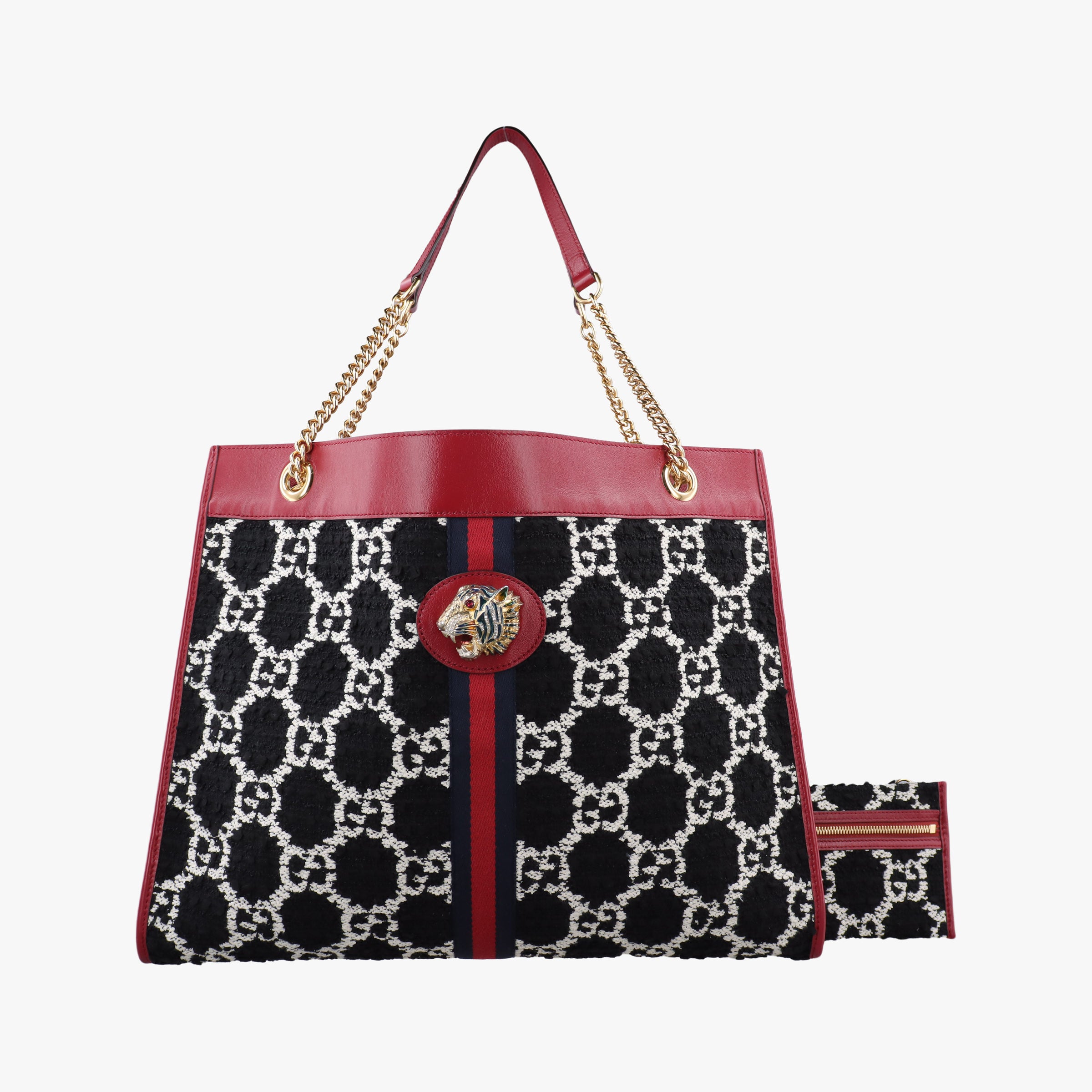 Rajah Black × Red × Multi tweed × leather 537219 I030122329ラジャ ブラック×レッド×マルチ ツイード×レザー 537219 I030122329