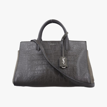 Cabas Rive Gauche Dark Gray Crocodile Embossed Calfskin Leather 400413 TCT400413.0416カバ リヴ ゴーシュ ダークグレー クロコ型押しレザー 400413 TCT400413.0416