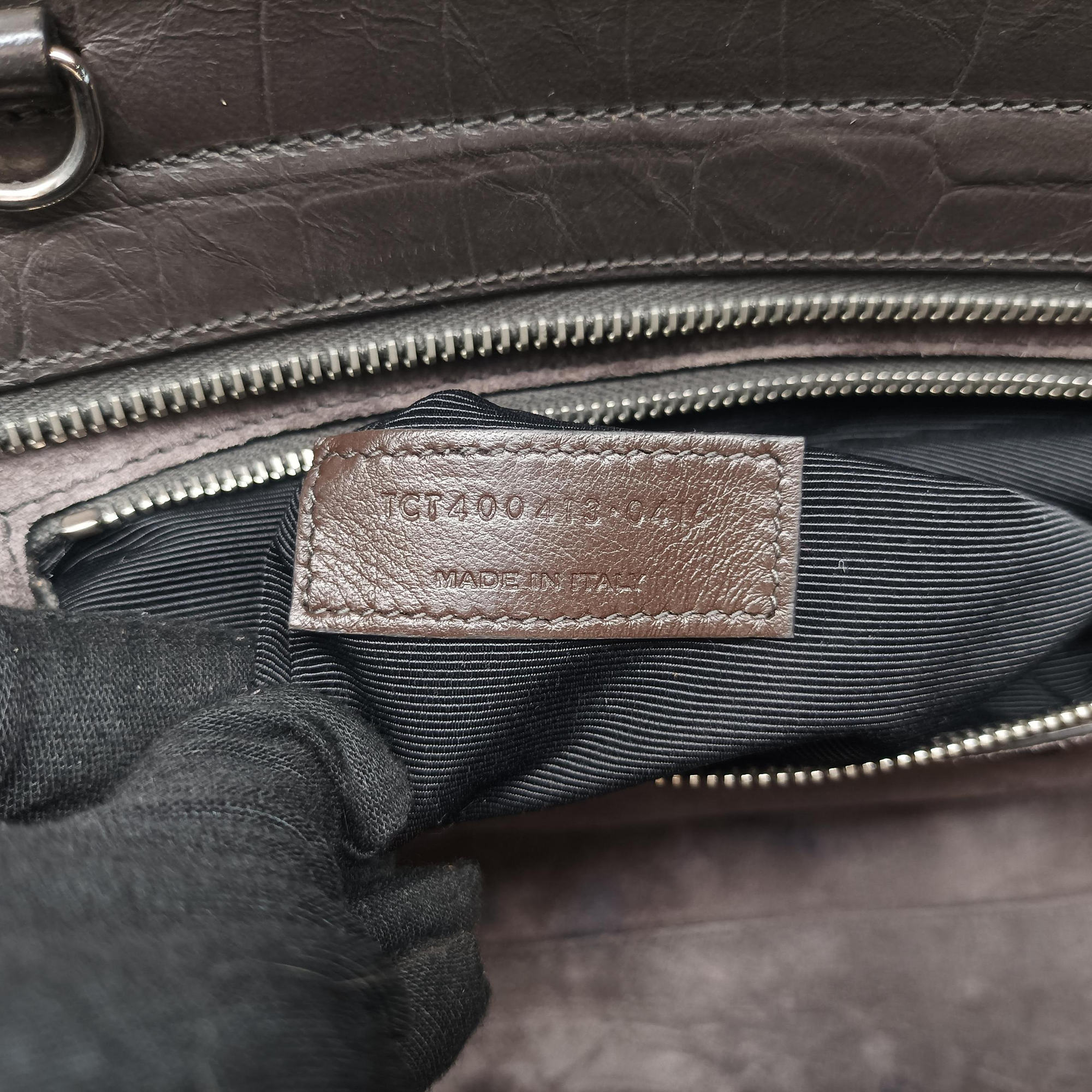 Cabas Rive Gauche Dark Gray Crocodile Embossed Calfskin Leather 400413 TCT400413.0416カバ リヴ ゴーシュ ダークグレー クロコ型押しレザー 400413 TCT400413.0416