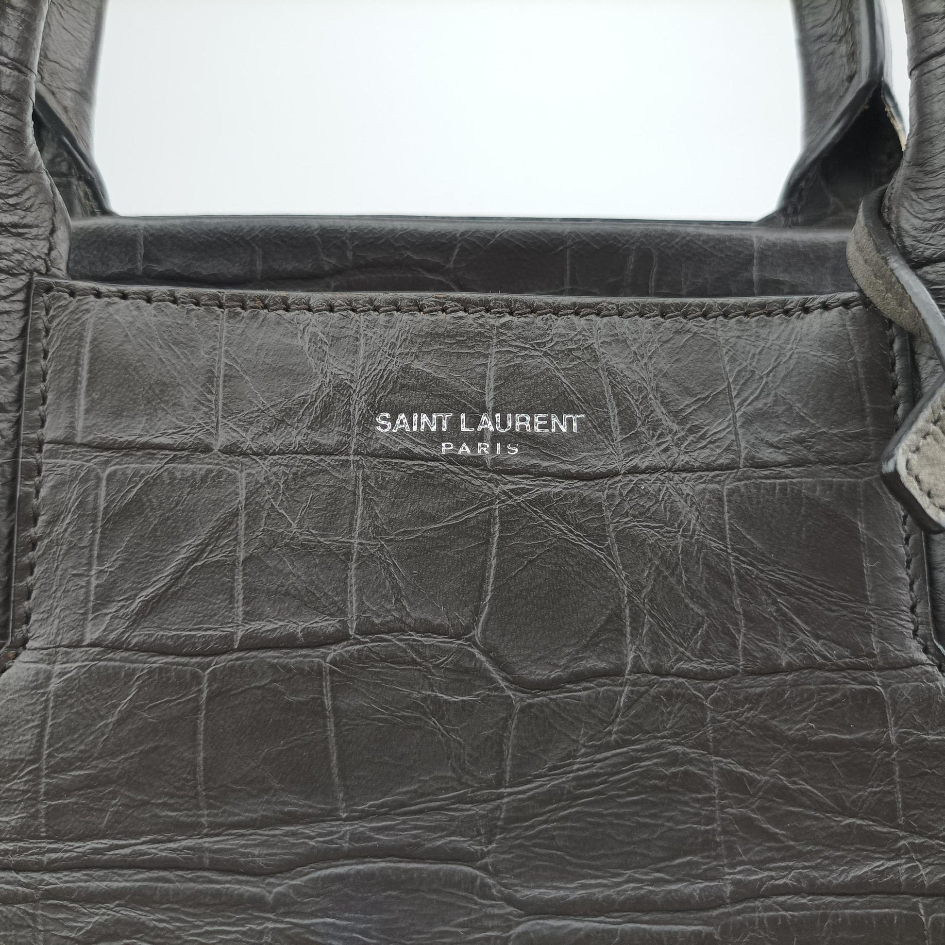 Cabas Rive Gauche Dark Gray Crocodile Embossed Calfskin Leather 400413 TCT400413.0416カバ リヴ ゴーシュ ダークグレー クロコ型押しレザー 400413 TCT400413.0416