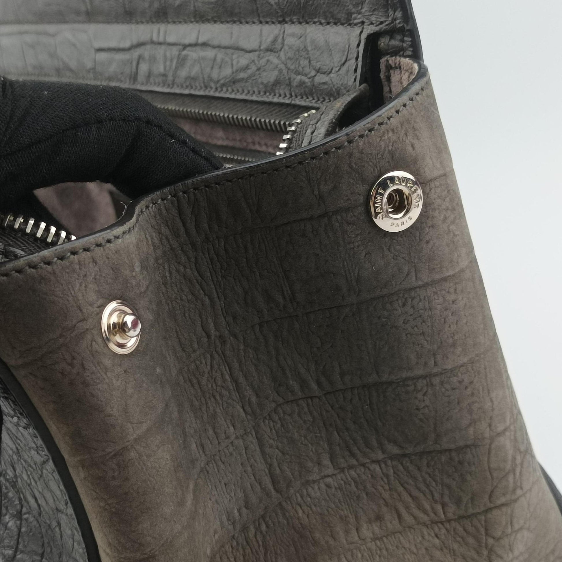 Cabas Rive Gauche Dark Gray Crocodile Embossed Calfskin Leather 400413 TCT400413.0416カバ リヴ ゴーシュ ダークグレー クロコ型押しレザー 400413 TCT400413.0416