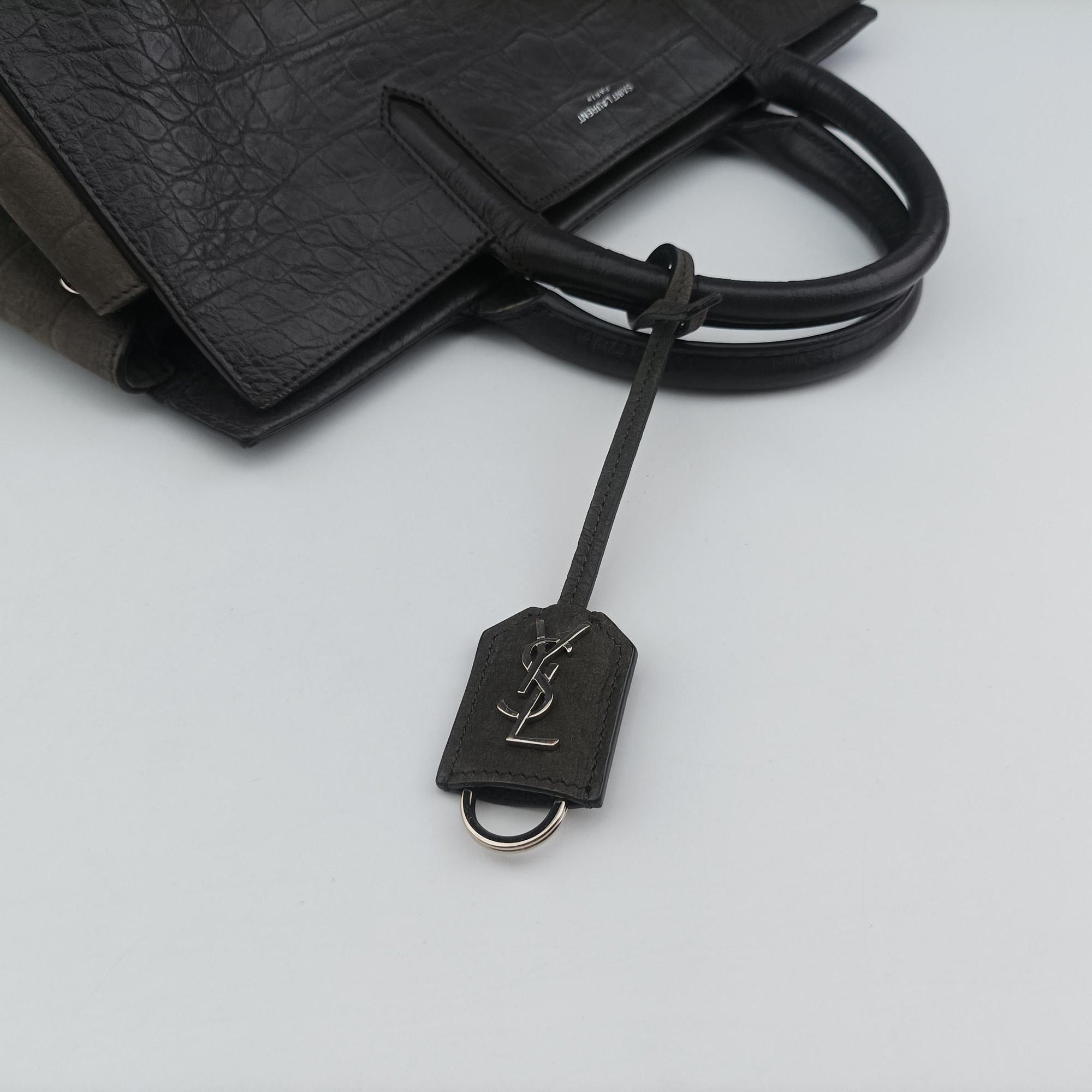 Cabas Rive Gauche Dark Gray Crocodile Embossed Calfskin Leather 400413 TCT400413.0416カバ リヴ ゴーシュ ダークグレー クロコ型押しレザー 400413 TCT400413.0416