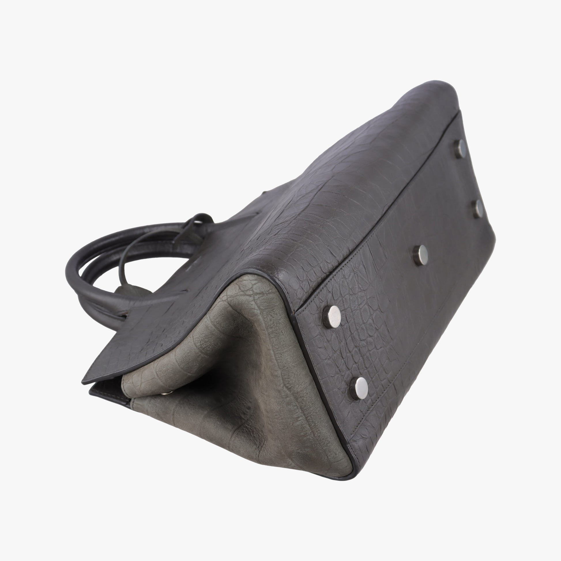 Cabas Rive Gauche Dark Gray Crocodile Embossed Calfskin Leather 400413 TCT400413.0416カバ リヴ ゴーシュ ダークグレー クロコ型押しレザー 400413 TCT400413.0416