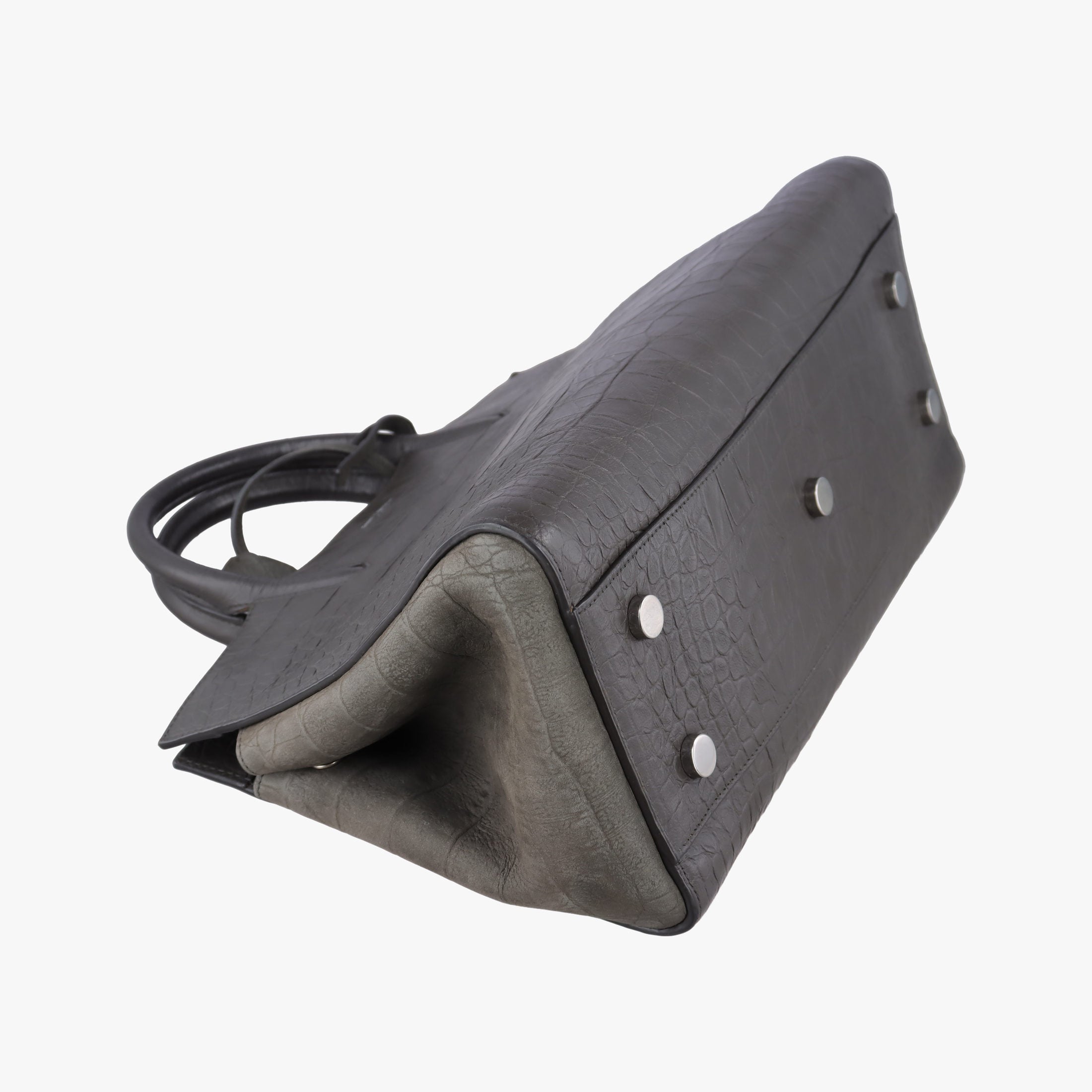 Cabas Rive Gauche Dark Gray Crocodile Embossed Calfskin Leather 400413 TCT400413.0416カバ リヴ ゴーシュ ダークグレー クロコ型押しレザー 400413 TCT400413.0416