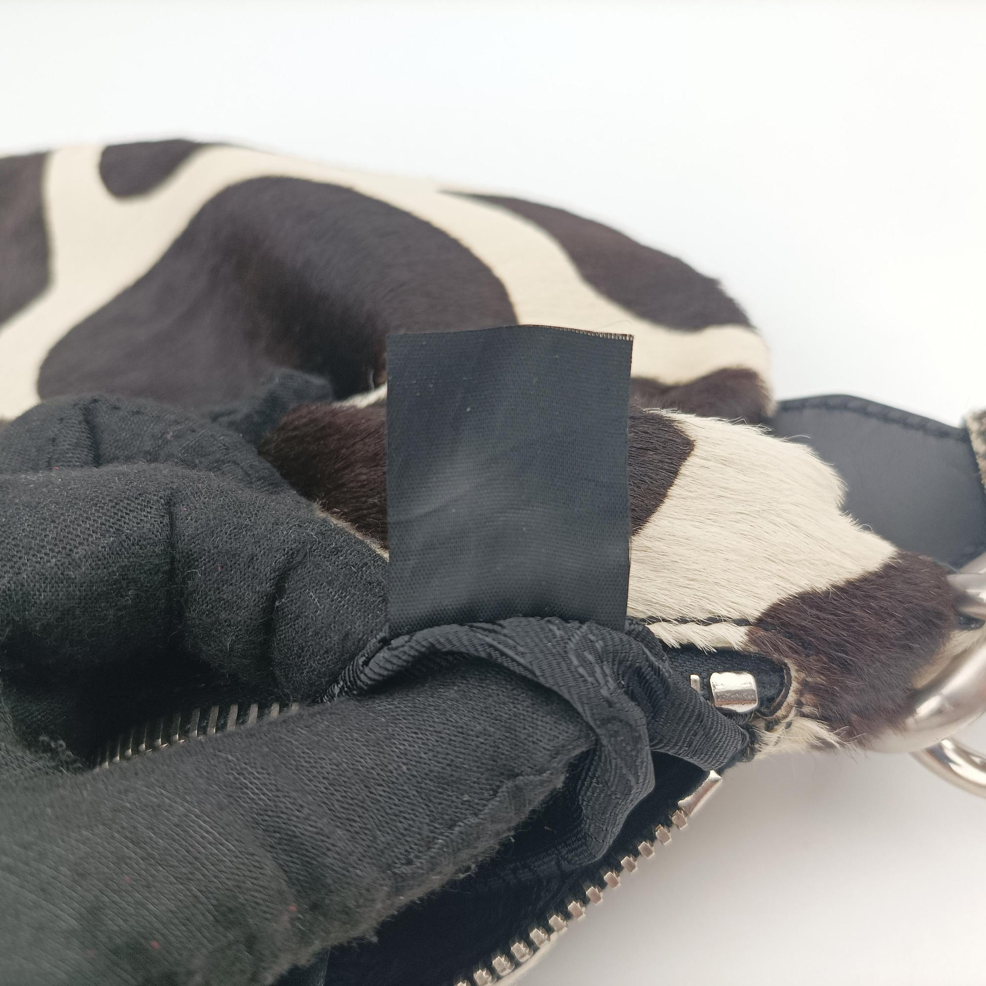 Cavallino Black×White Giraffe Printed Calf Hair×Leather 31 5ハラコ アニマル  ホワイト×ブラック ハラコレザー×レザー 31 5