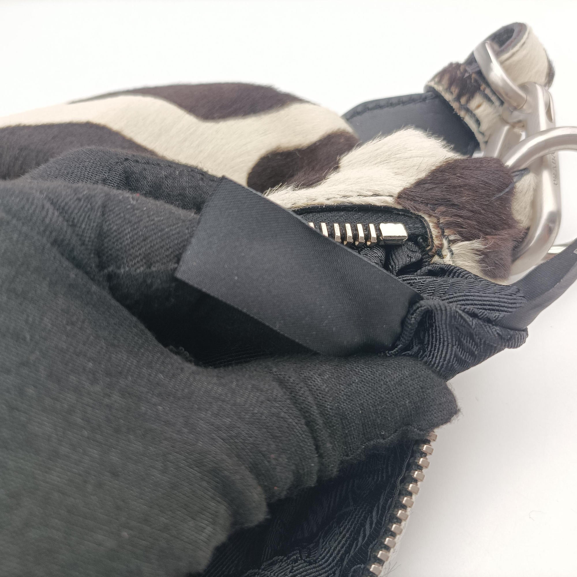 Cavallino Black×White Giraffe Printed Calf Hair×Leather 31 5ハラコ アニマル  ホワイト×ブラック ハラコレザー×レザー 31 5