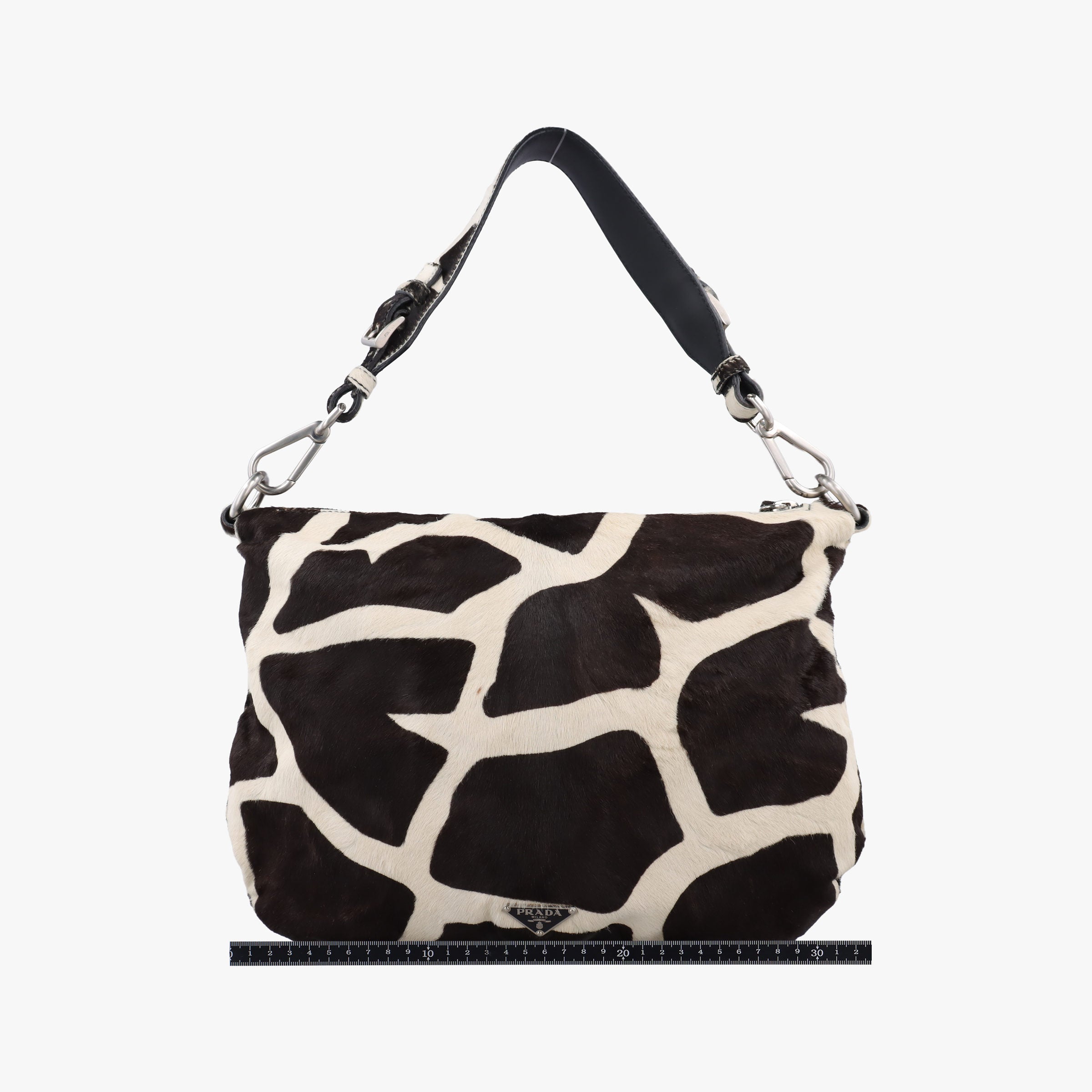 Cavallino Black×White Giraffe Printed Calf Hair×Leather 31 5ハラコ アニマル  ホワイト×ブラック ハラコレザー×レザー 31 5