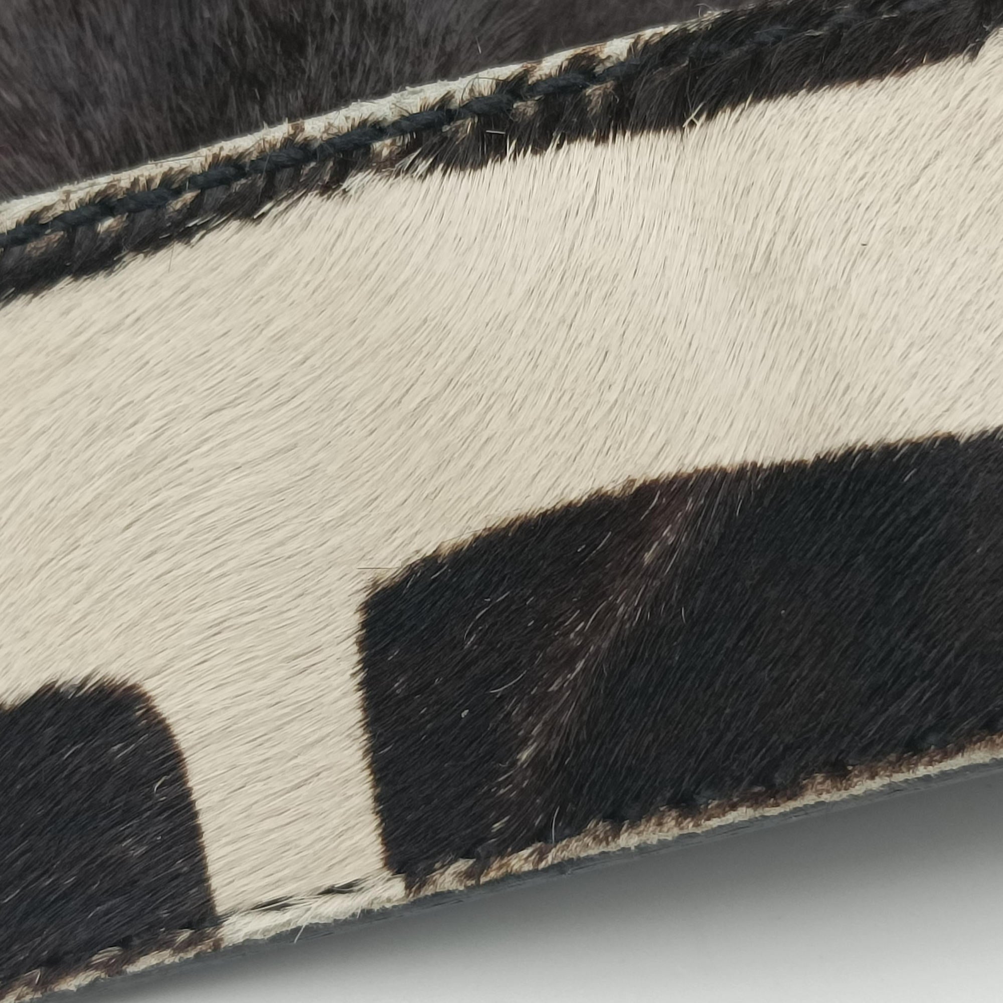 Cavallino Black×White Giraffe Printed Calf Hair×Leather 31 5ハラコ アニマル  ホワイト×ブラック ハラコレザー×レザー 31 5