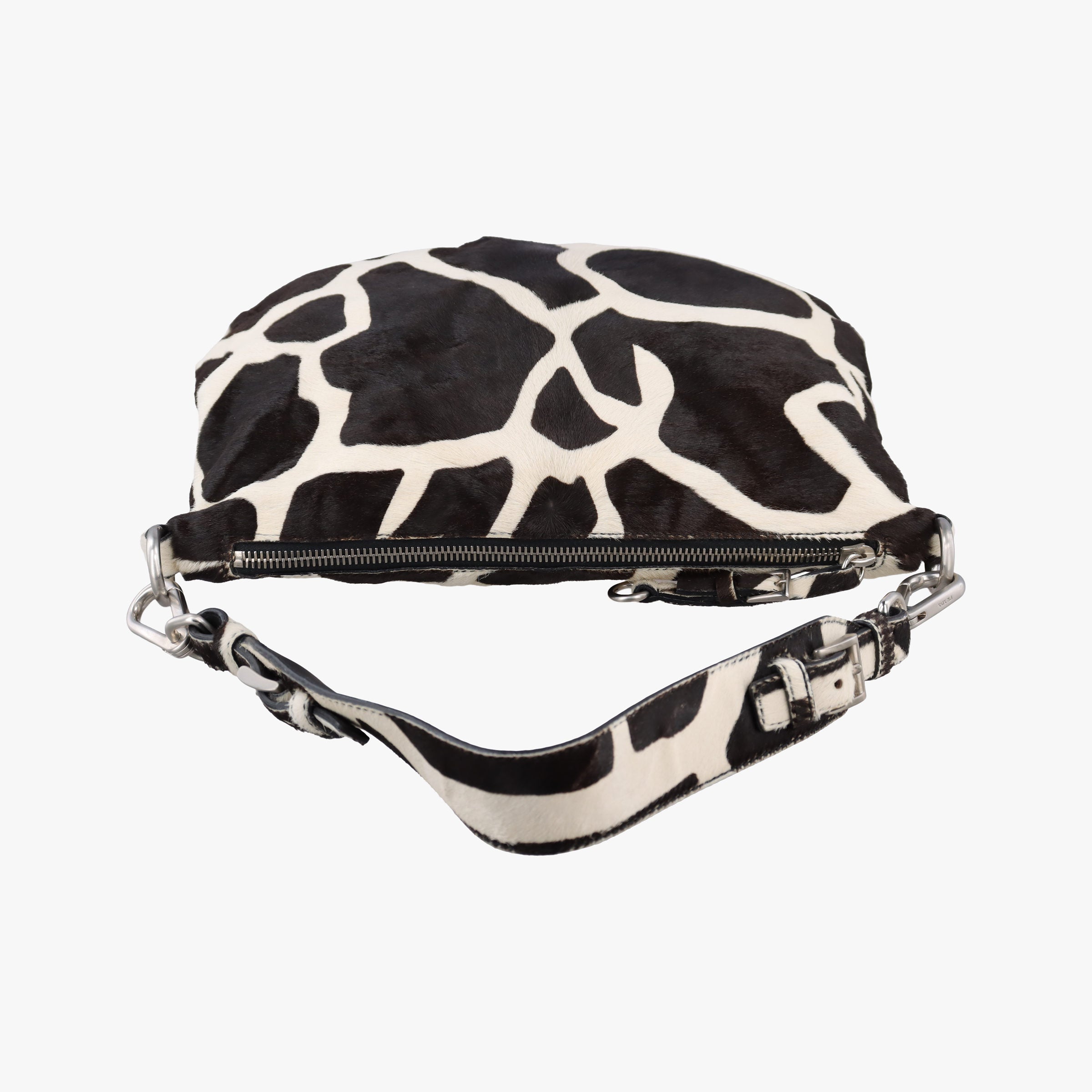 Cavallino Black×White Giraffe Printed Calf Hair×Leather 31 5ハラコ アニマル  ホワイト×ブラック ハラコレザー×レザー 31 5
