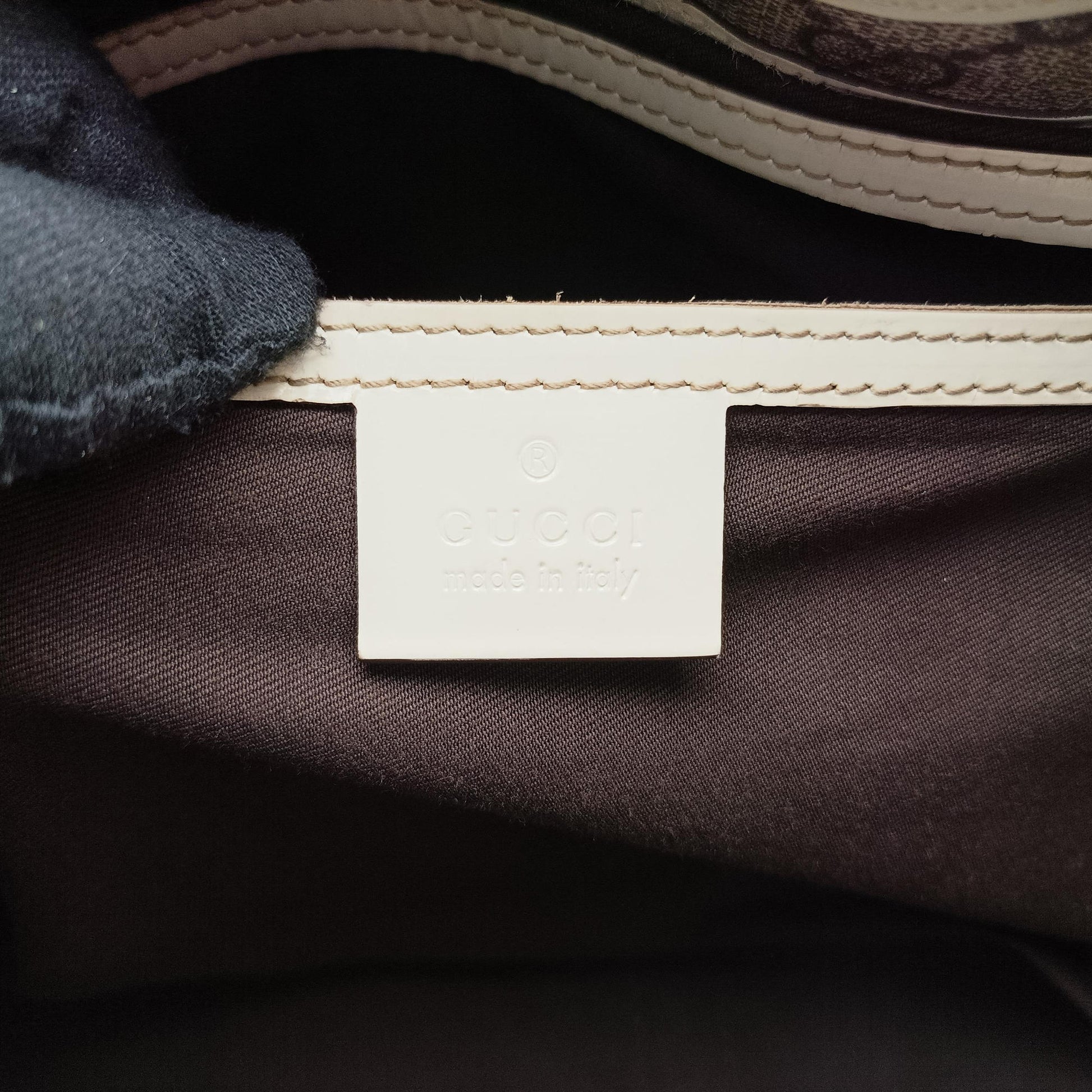 New Jackie Brown×White PVC coated canvas×Leather 203493 D4507378ニュージャッキー ブラウン×ホワイト PVCコーティングキャンバス×レザー 203493 D4507378