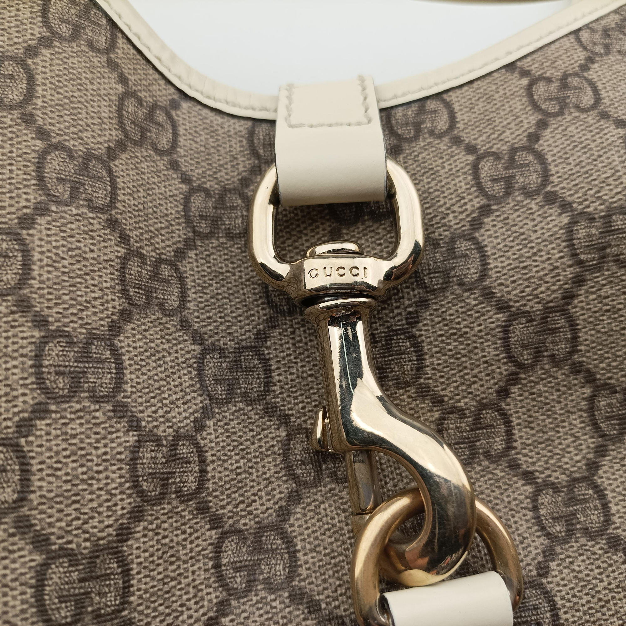 New Jackie Brown×White PVC coated canvas×Leather 203493 D4507378ニュージャッキー ブラウン×ホワイト PVCコーティングキャンバス×レザー 203493 D4507378