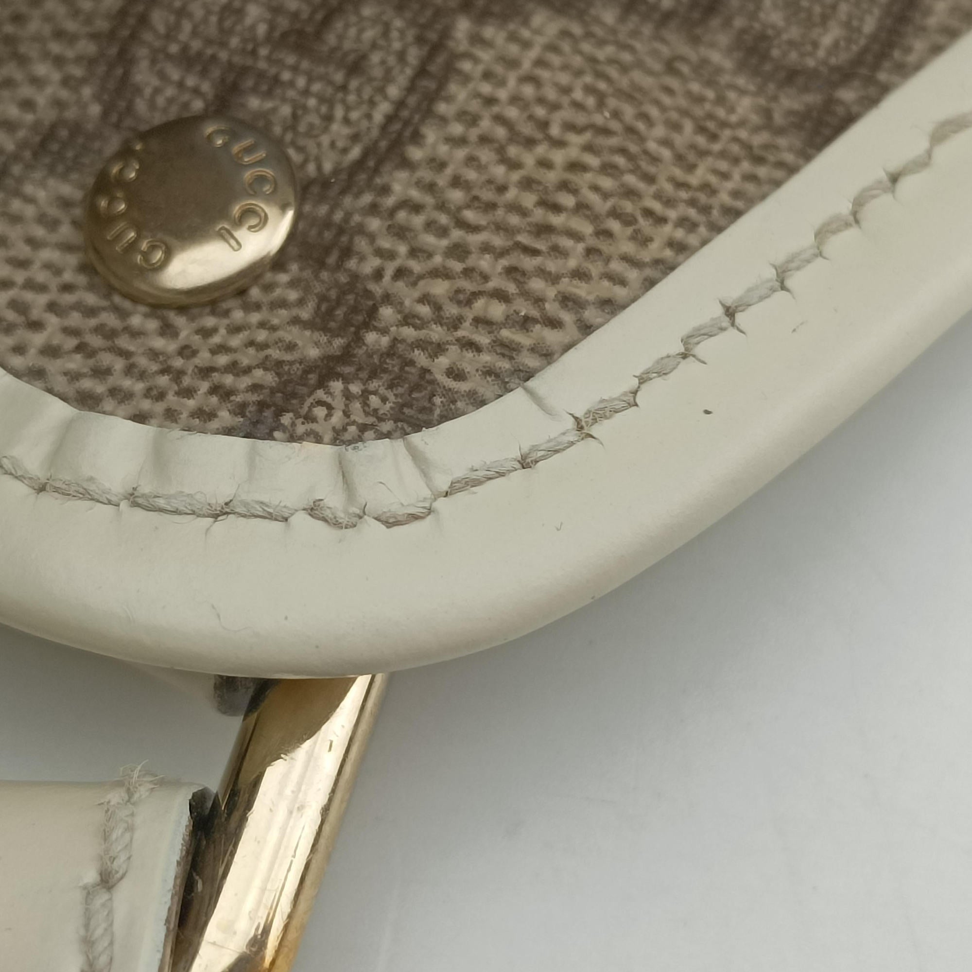 New Jackie Brown×White PVC coated canvas×Leather 203493 D4507378ニュージャッキー ブラウン×ホワイト PVCコーティングキャンバス×レザー 203493 D4507378
