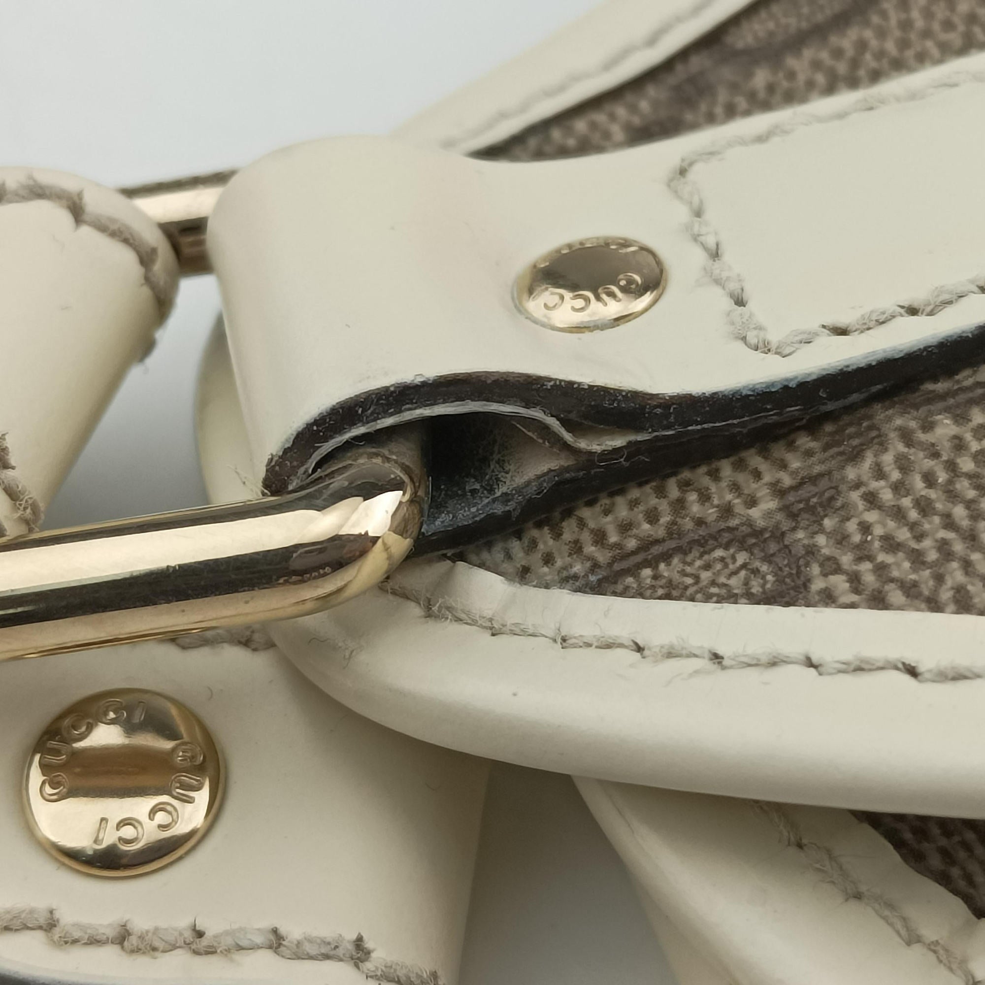 New Jackie Brown×White PVC coated canvas×Leather 203493 D4507378ニュージャッキー ブラウン×ホワイト PVCコーティングキャンバス×レザー 203493 D4507378