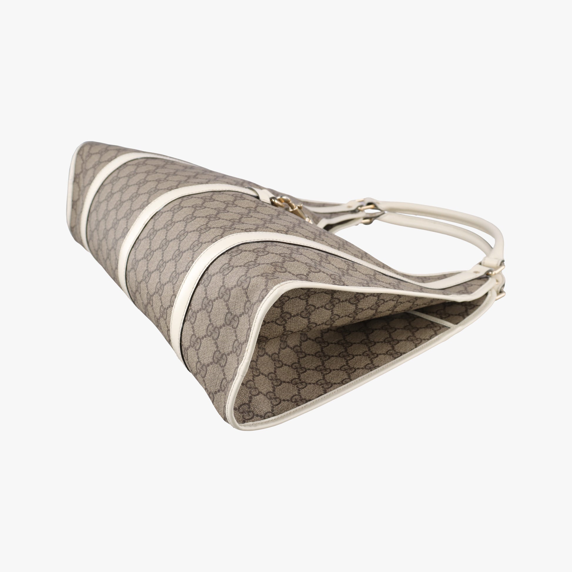 New Jackie Brown×White PVC coated canvas×Leather 203493 D4507378ニュージャッキー ブラウン×ホワイト PVCコーティングキャンバス×レザー 203493 D4507378