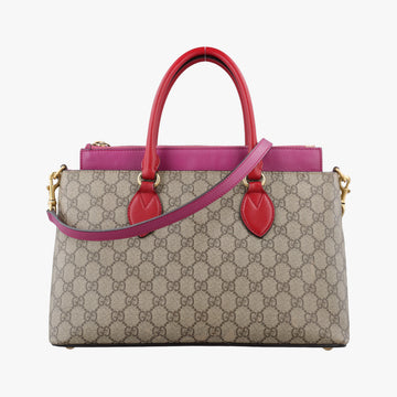 GG SUPREME Beige×Pink×Red PVC coated canvas × leather 409534 A019186148GGスプリーム ブラウン PVCコーティングキャンバス×レザー 409534 A019186148
