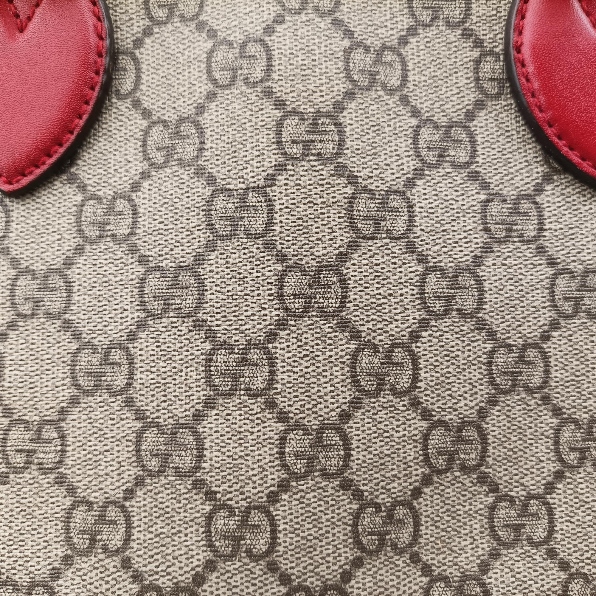 GG SUPREME Beige×Pink×Red PVC coated canvas × leather 409534 A019186148GGスプリーム ブラウン PVCコーティングキャンバス×レザー 409534 A019186148