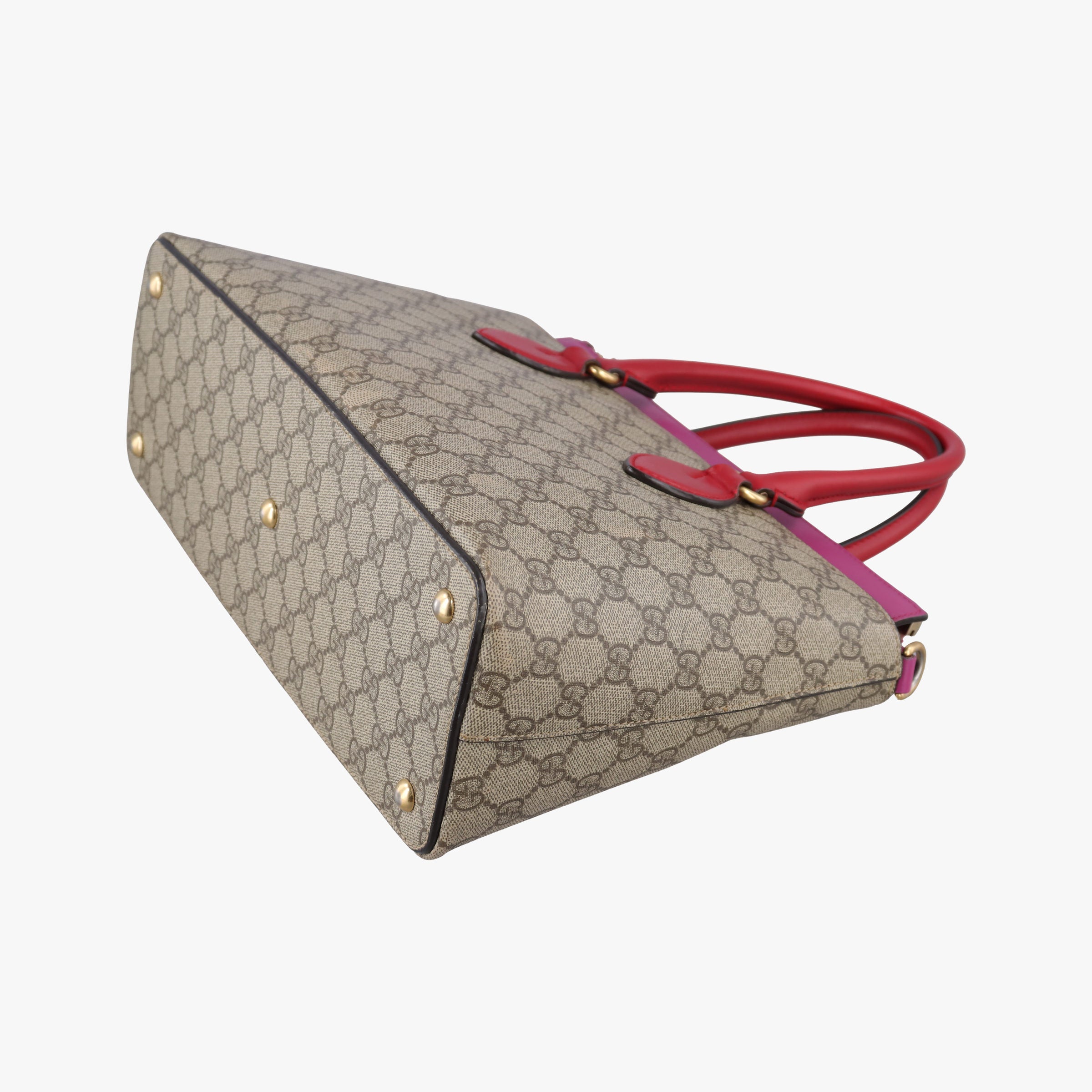 GG SUPREME Beige×Pink×Red PVC coated canvas × leather 409534 A019186148GGスプリーム ブラウン PVCコーティングキャンバス×レザー 409534 A019186148