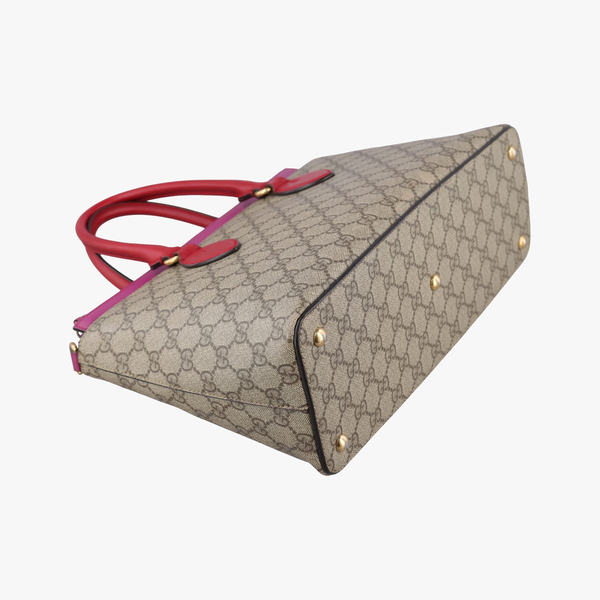 GG SUPREME Beige×Pink×Red PVC coated canvas × leather 409534 A019186148GGスプリーム ブラウン PVCコーティングキャンバス×レザー 409534 A019186148