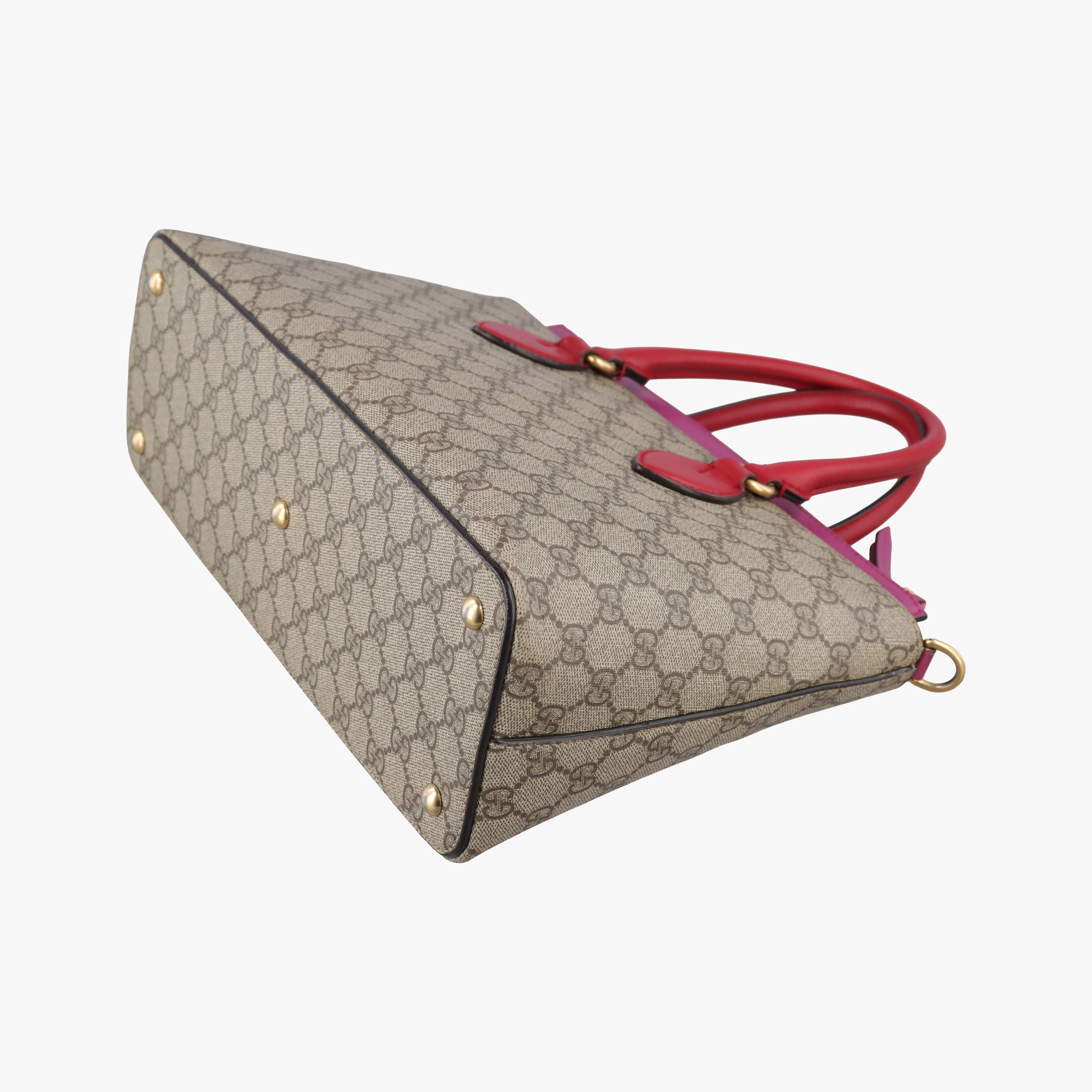 GG SUPREME Beige×Pink×Red PVC coated canvas × leather 409534 A019186148GGスプリーム ブラウン PVCコーティングキャンバス×レザー 409534 A019186148