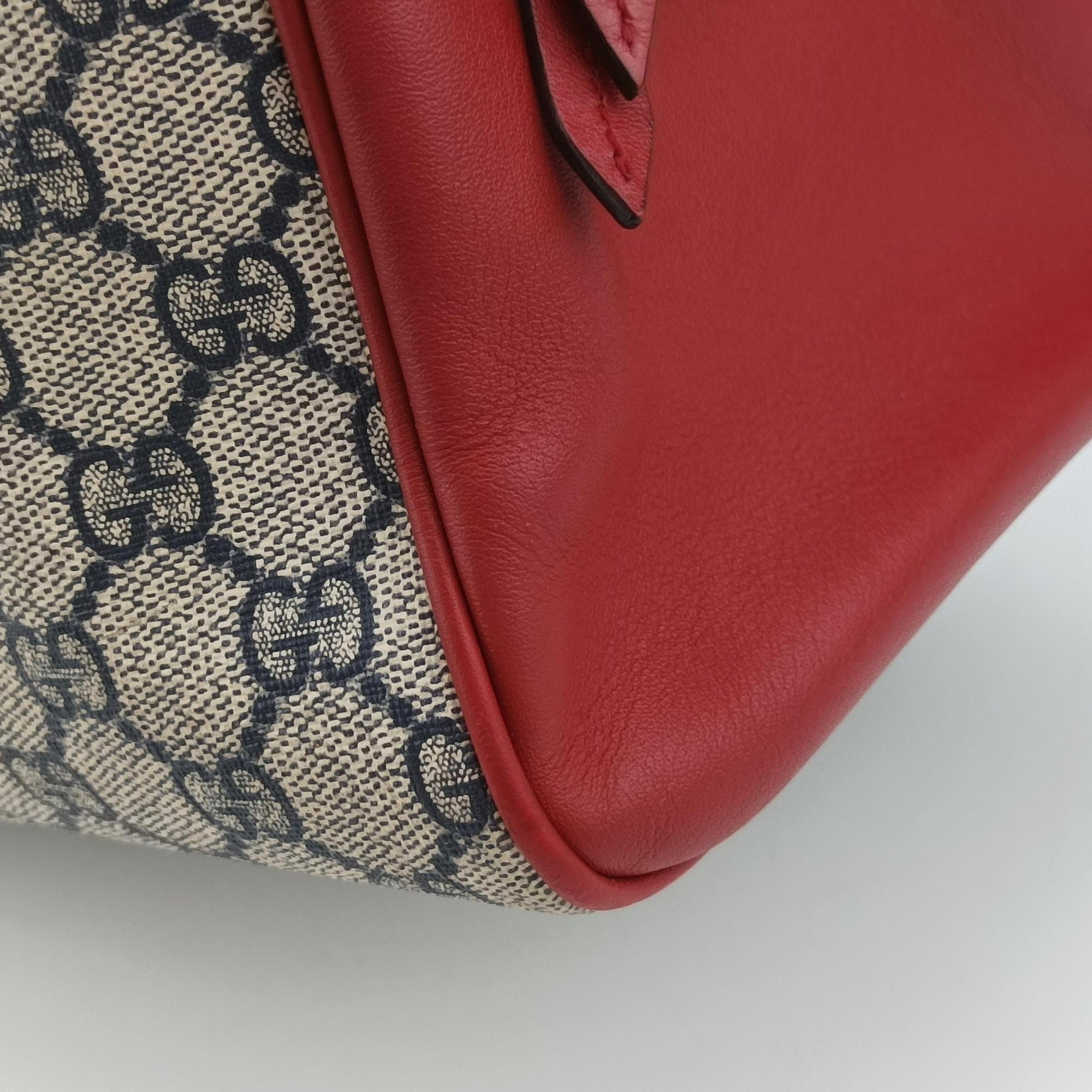 GG SUPREME Beige x Red x Navy PVC coated canvas×Leather 409529 B020287774GGスプリーム ベージュ×レッド×ネイビー PVCコーティングキャンバス×レザー 409529 B020287774