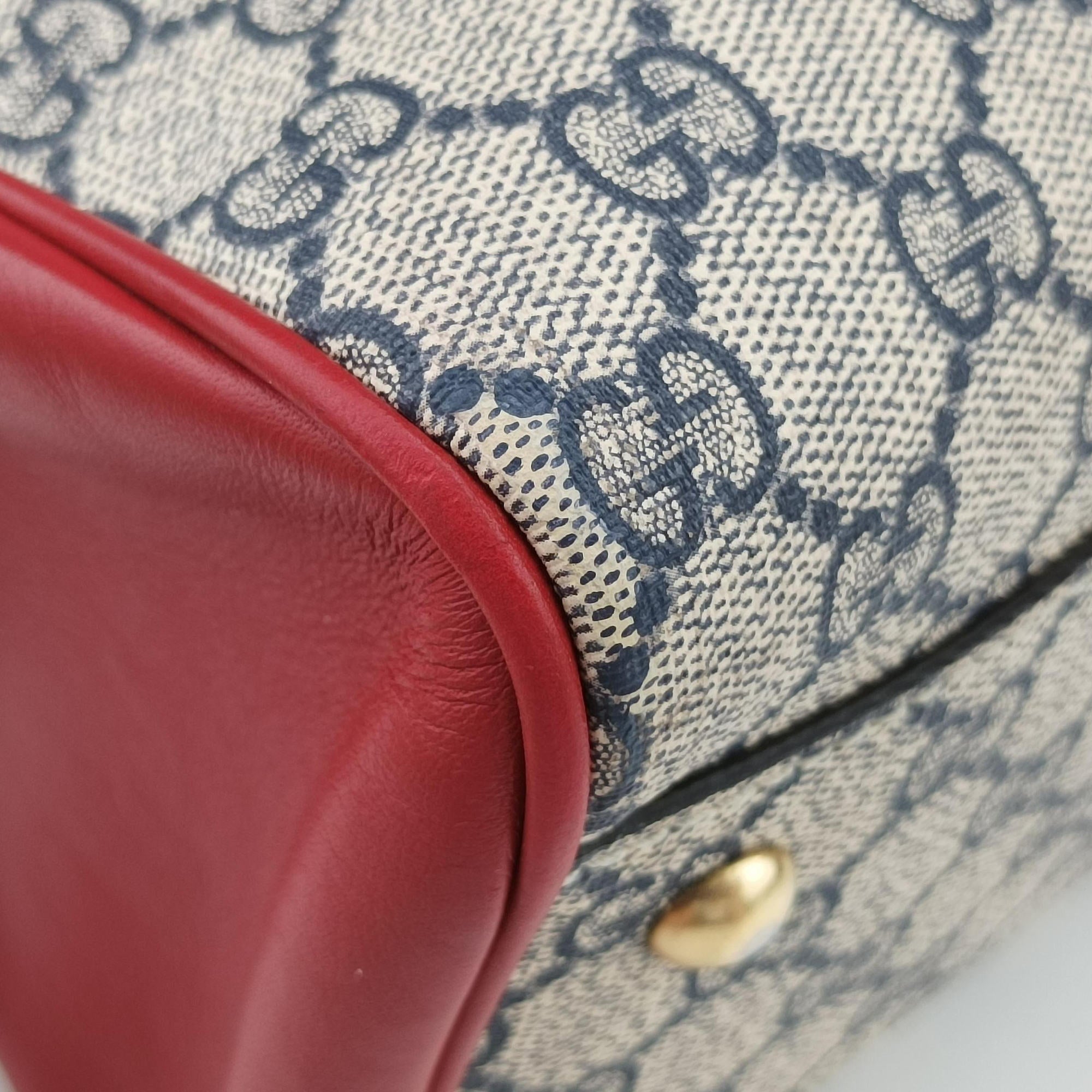 GG SUPREME Beige x Red x Navy PVC coated canvas×Leather 409529 B020287774GGスプリーム ベージュ×レッド×ネイビー PVCコーティングキャンバス×レザー 409529 B020287774