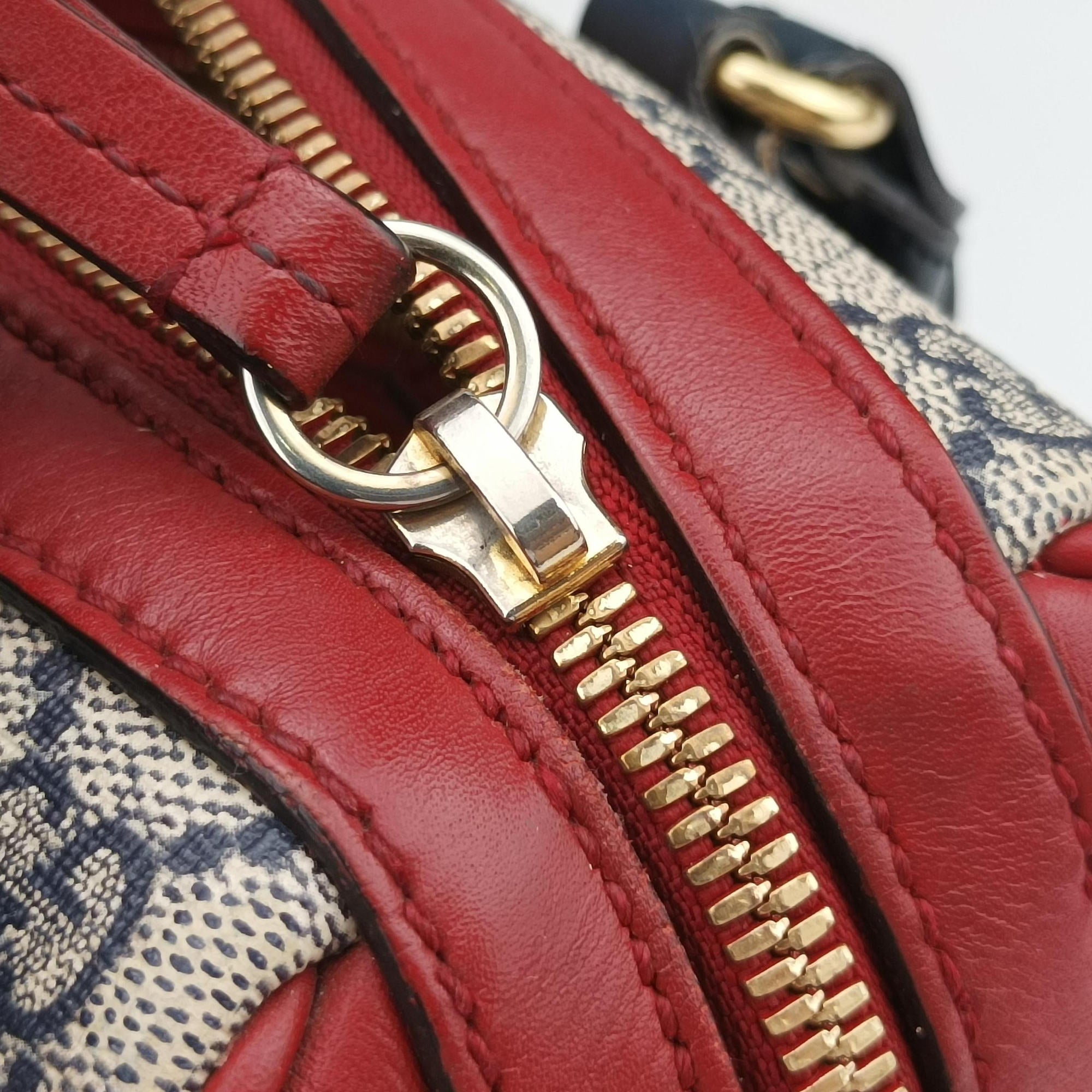 GG SUPREME Beige x Red x Navy PVC coated canvas×Leather 409529 B020287774GGスプリーム ベージュ×レッド×ネイビー PVCコーティングキャンバス×レザー 409529 B020287774