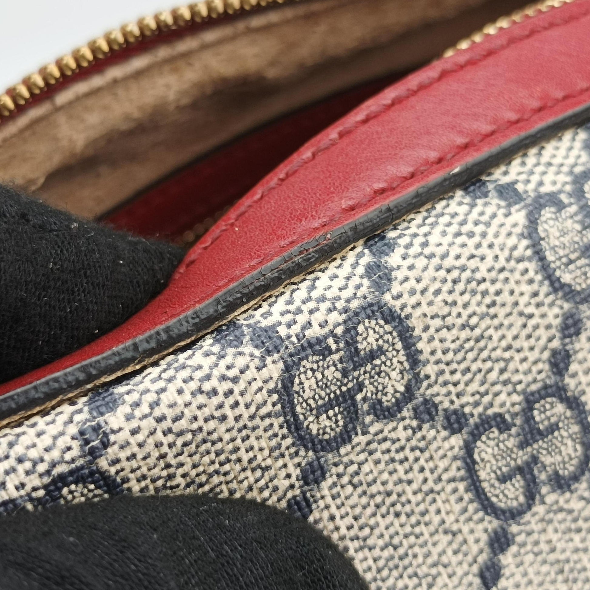 GG SUPREME Beige x Red x Navy PVC coated canvas×Leather 409529 B020287774GGスプリーム ベージュ×レッド×ネイビー PVCコーティングキャンバス×レザー 409529 B020287774