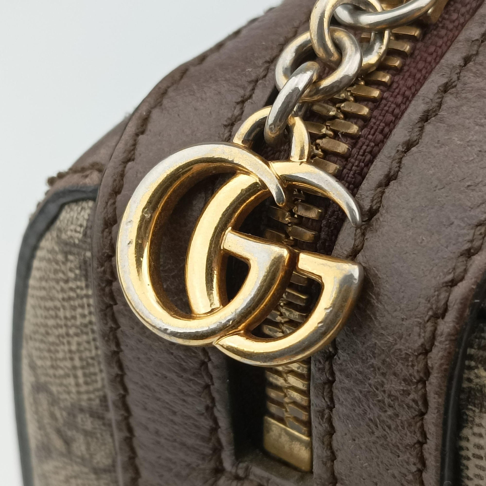 Ophidia GG Small Brown PVC coated canvas×Leather 524532 F026659096オフィディア GG スモール ブラウン PVCコーティングキャンバス×レザー 524532 F026659096