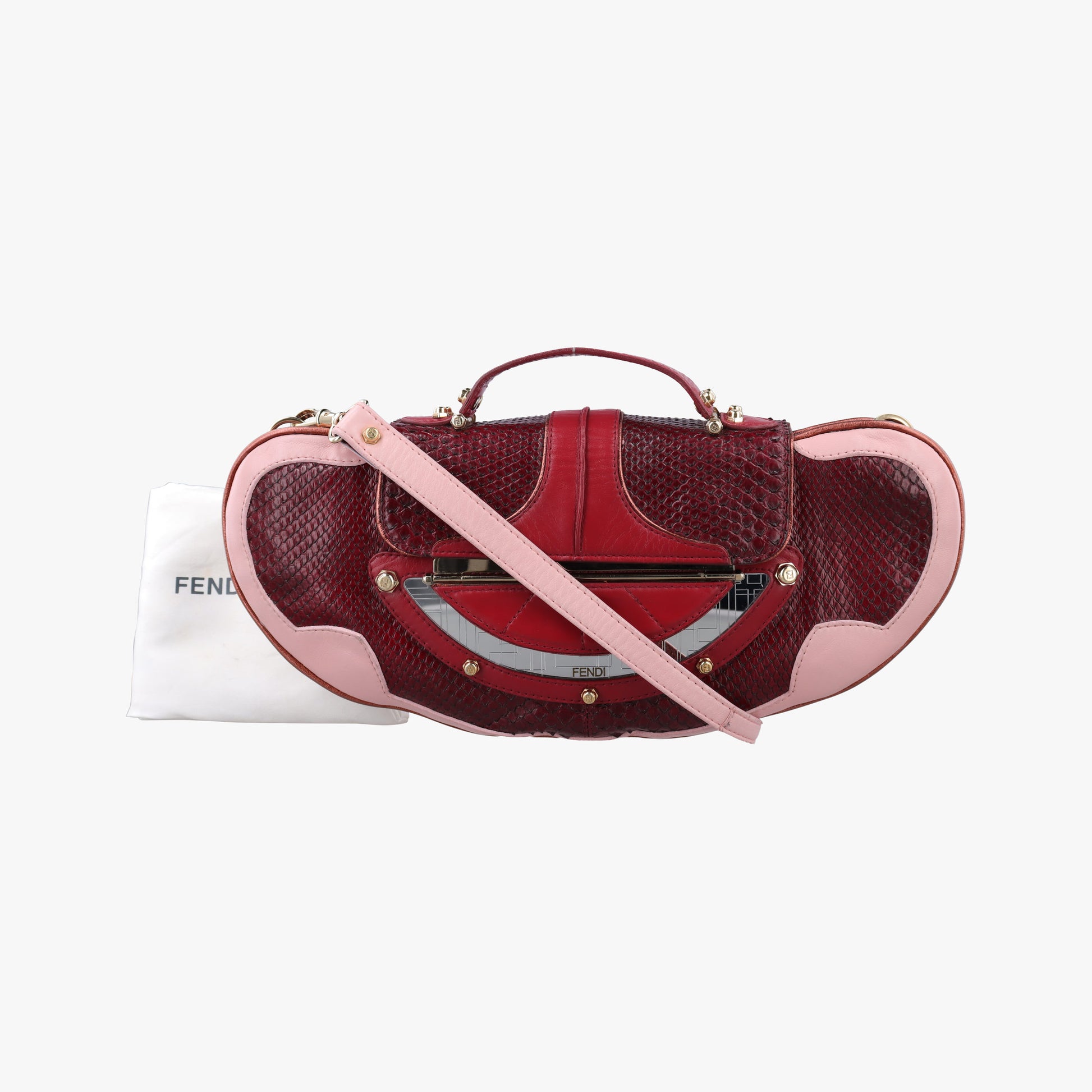 Vanity Mirror Bordeaux × Pink Python Leather × Calfskin Leather Lot number unknownヴァニティ ミラー ボルドー × ピンク パイソンレザー× カーフレザー 製番不明