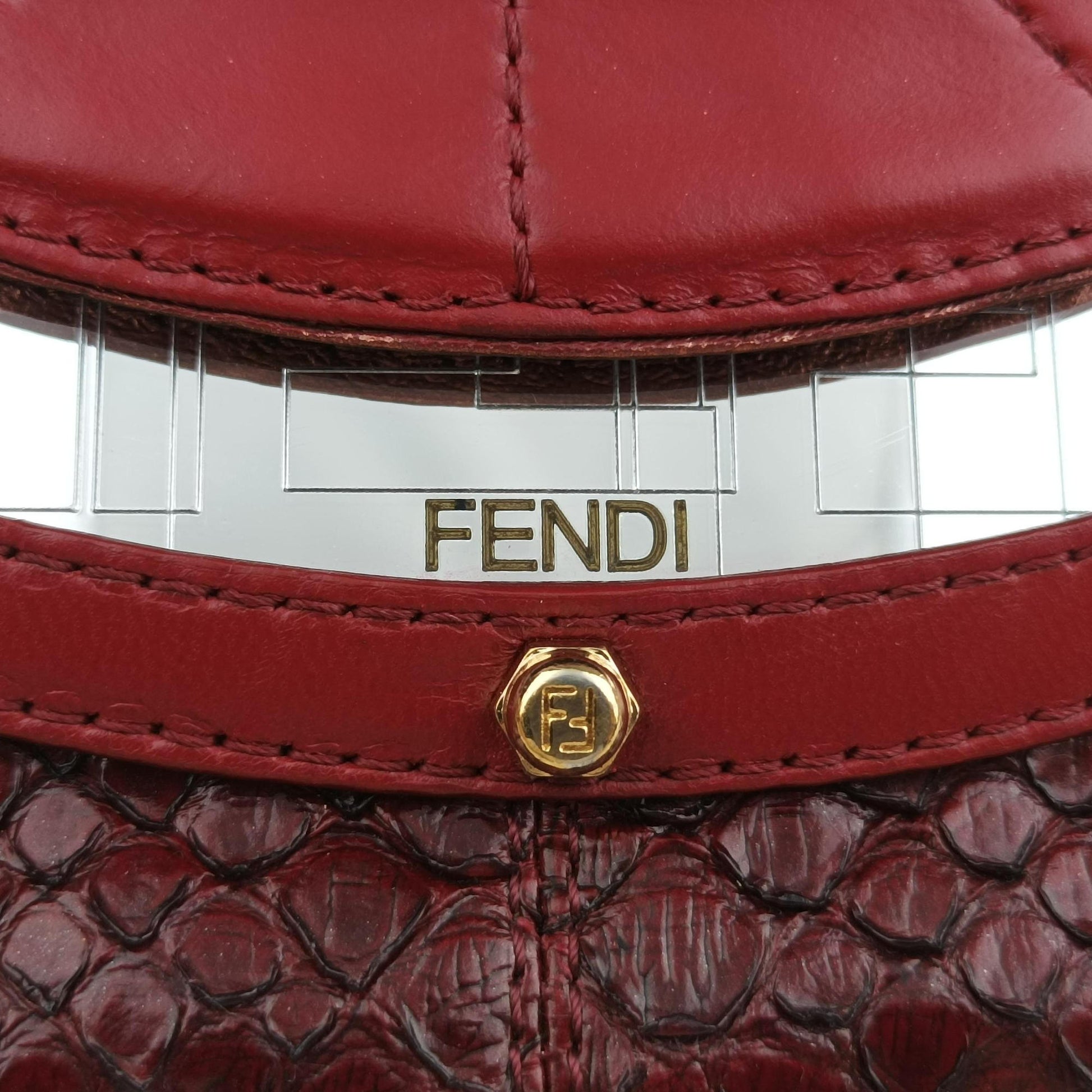Vanity Mirror Bordeaux × Pink Python Leather × Calfskin Leather Lot number unknownヴァニティ ミラー ボルドー × ピンク パイソンレザー× カーフレザー 製番不明