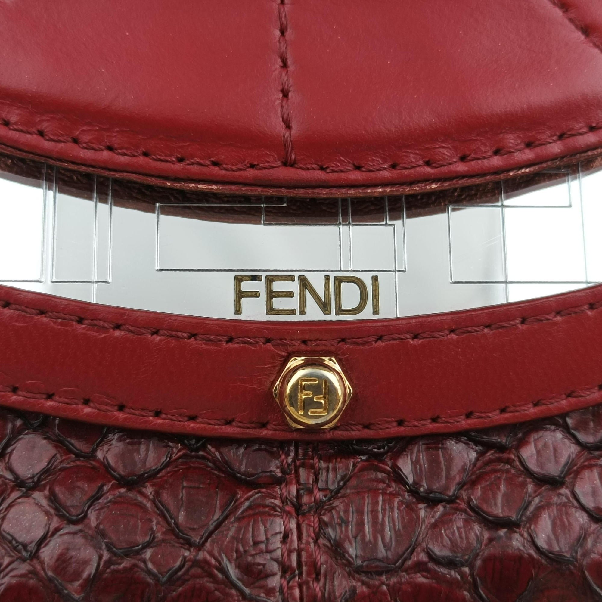 Vanity Mirror Bordeaux × Pink Python Leather × Calfskin Leather Lot number unknownヴァニティ ミラー ボルドー × ピンク パイソンレザー× カーフレザー 製番不明