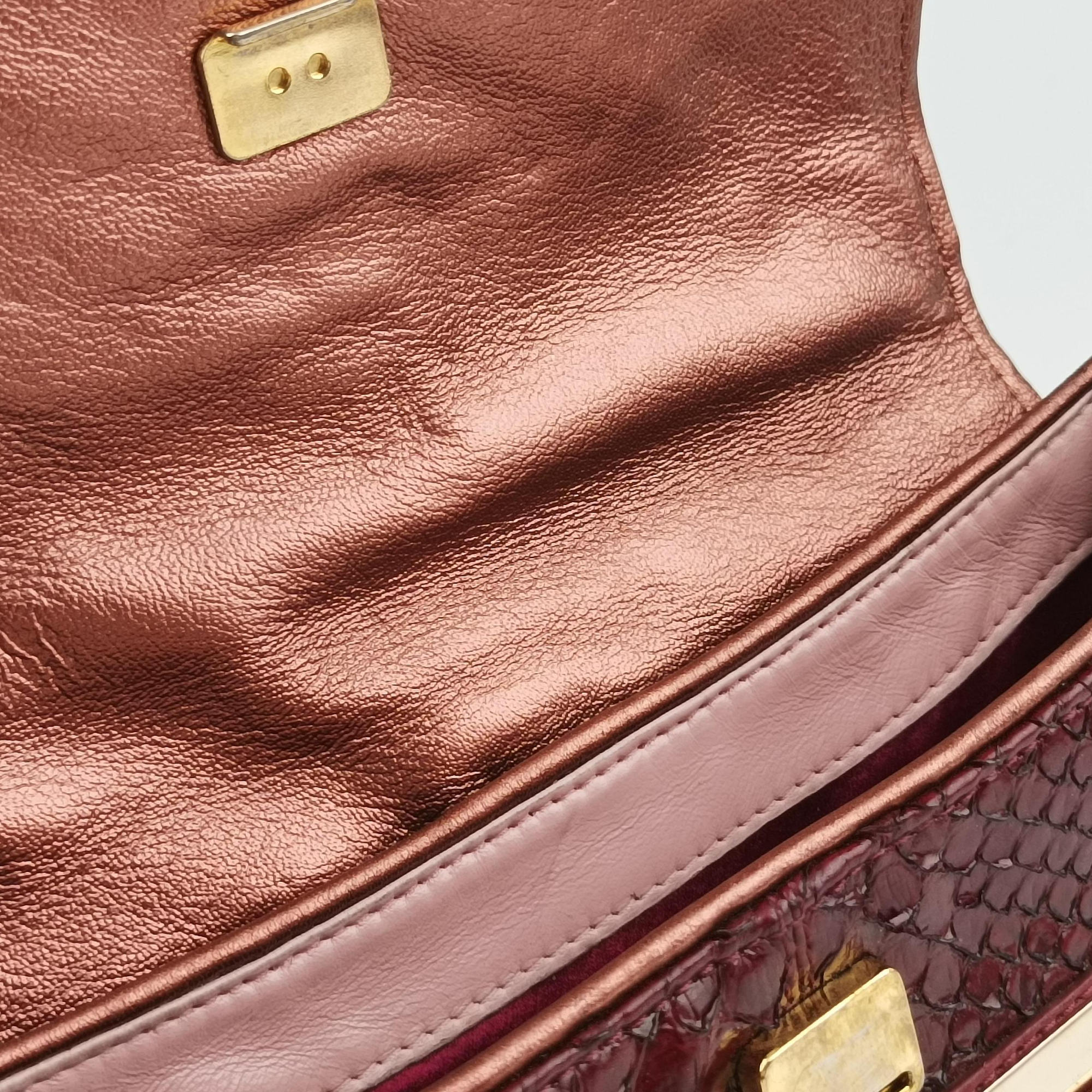 Vanity Mirror Bordeaux × Pink Python Leather × Calfskin Leather Lot number unknownヴァニティ ミラー ボルドー × ピンク パイソンレザー× カーフレザー 製番不明
