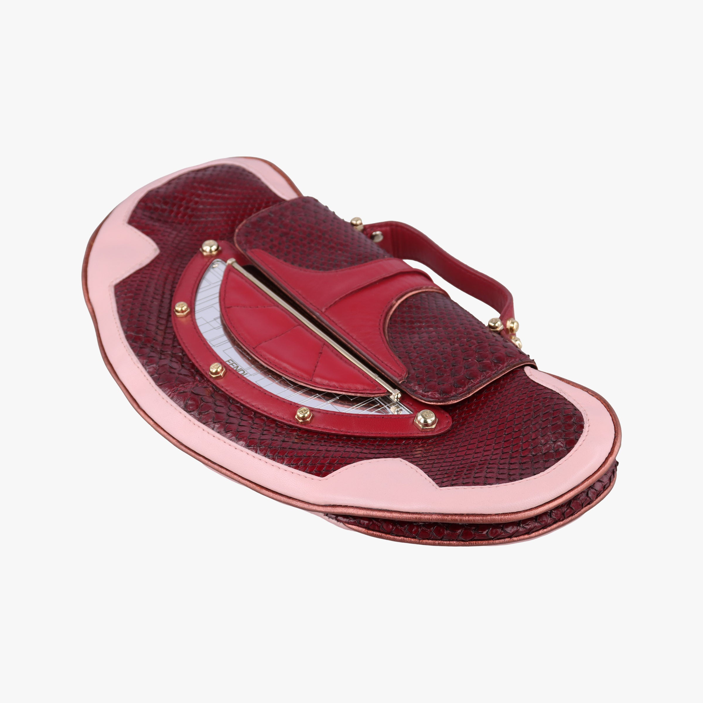 Vanity Mirror Bordeaux × Pink Python Leather × Calfskin Leather Lot number unknownヴァニティ ミラー ボルドー × ピンク パイソンレザー× カーフレザー 製番不明