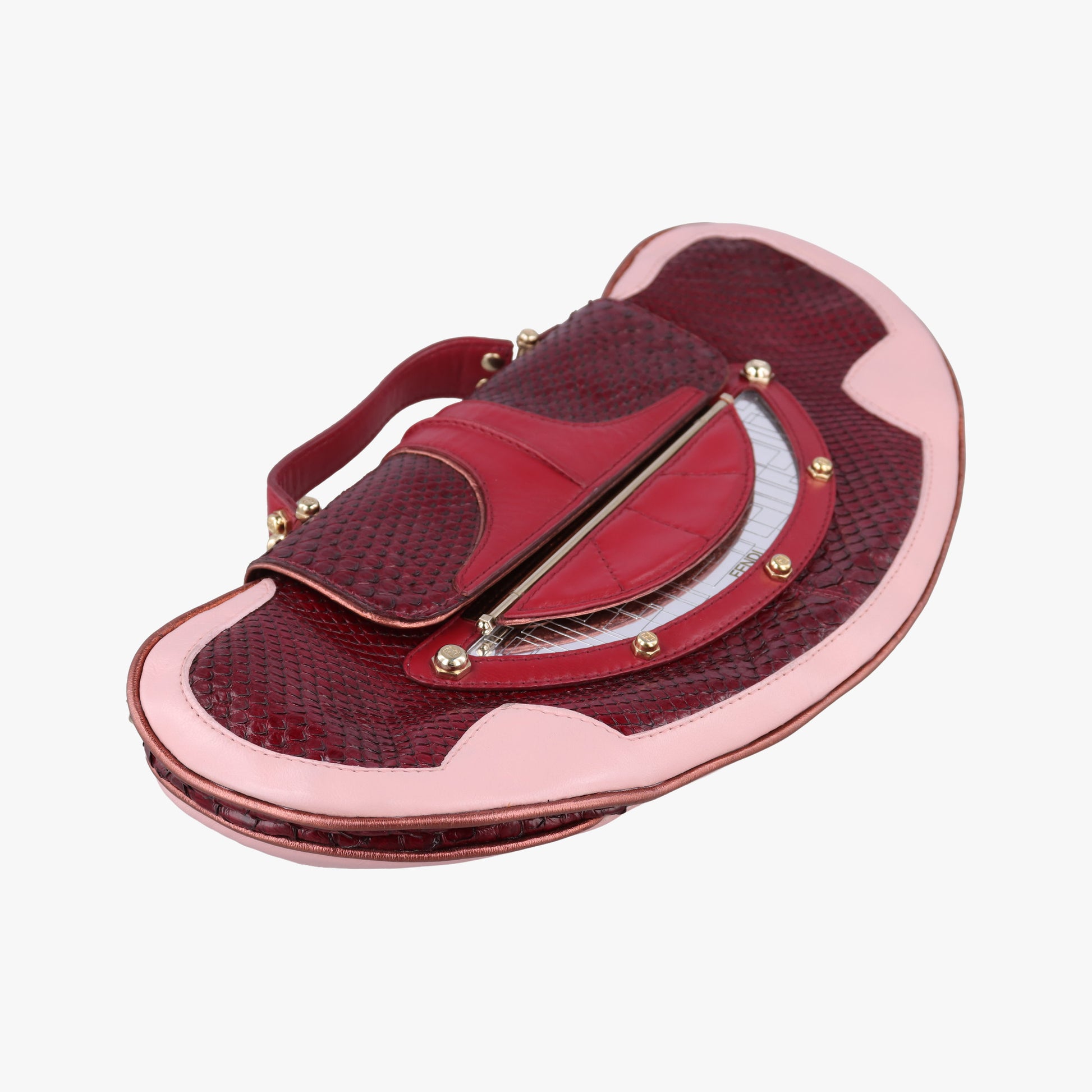 Vanity Mirror Bordeaux × Pink Python Leather × Calfskin Leather Lot number unknownヴァニティ ミラー ボルドー × ピンク パイソンレザー× カーフレザー 製番不明