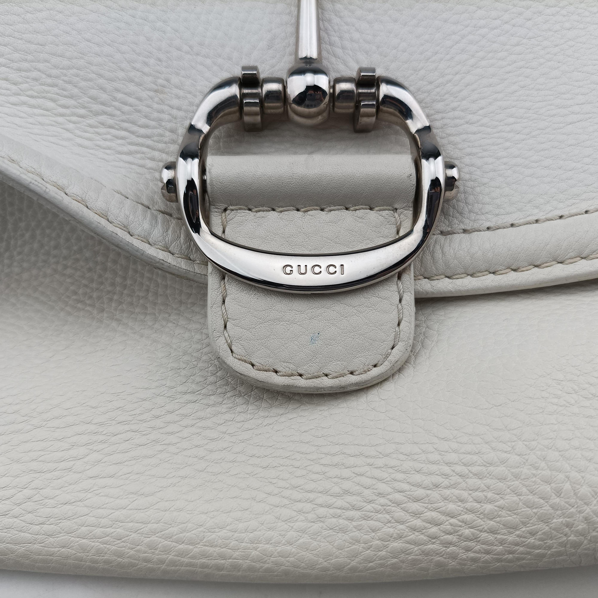 Guccissima Techno Horsebit White Leather 240236 C5850510グッチシマ ラージ テクノホースビット ホーボー ホワイト レザー 240236 C5850510