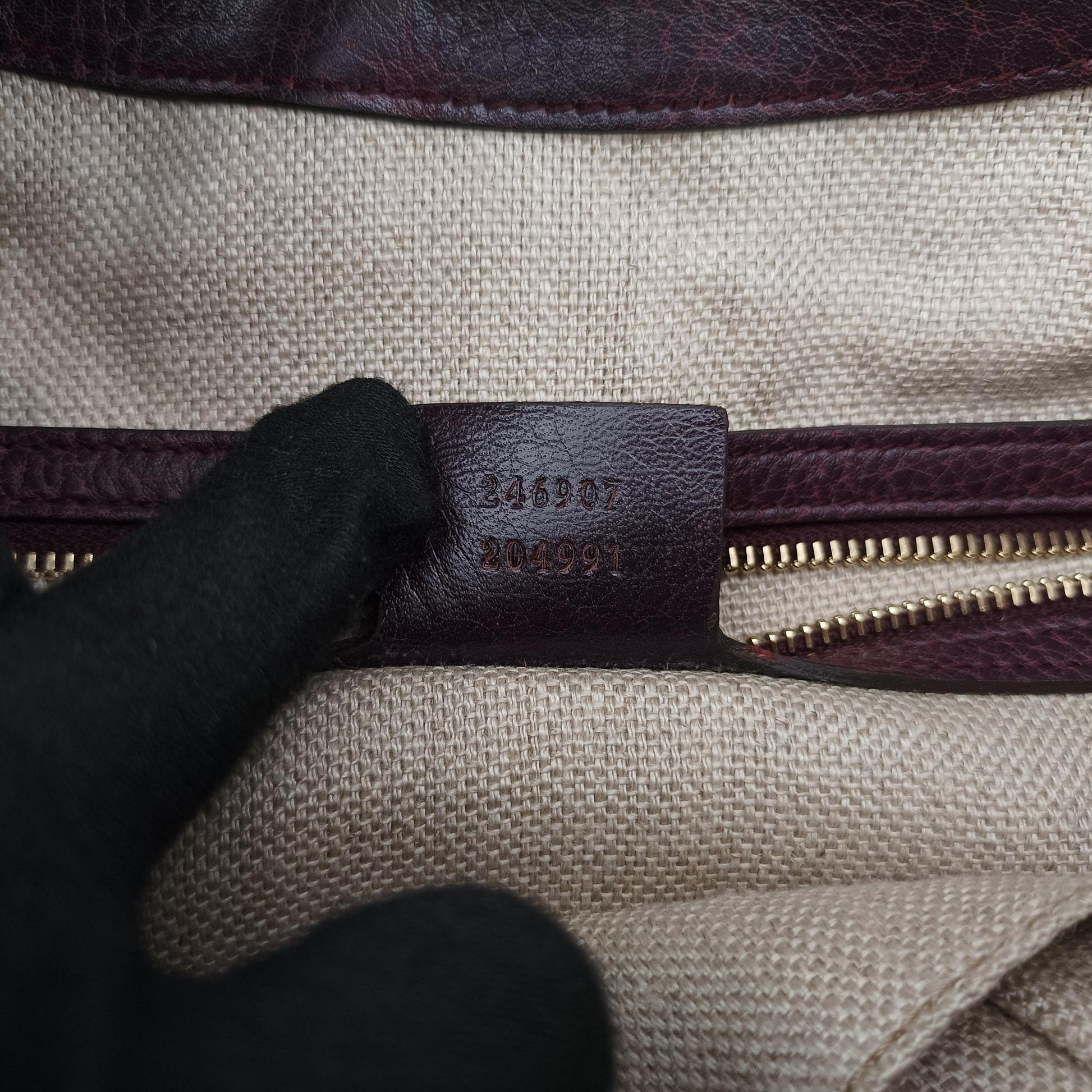New Jackie Beige × Bordeaux canvas×leather 246907 G7342791ニュージャッキー ベージュ × ボルドー キャンバス x レザー 246907 G7342791