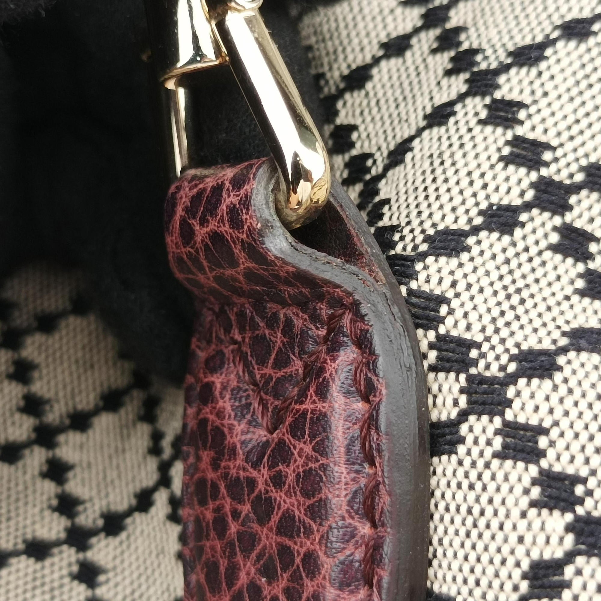 New Jackie Beige × Bordeaux canvas×leather 246907 G7342791ニュージャッキー ベージュ × ボルドー キャンバス x レザー 246907 G7342791