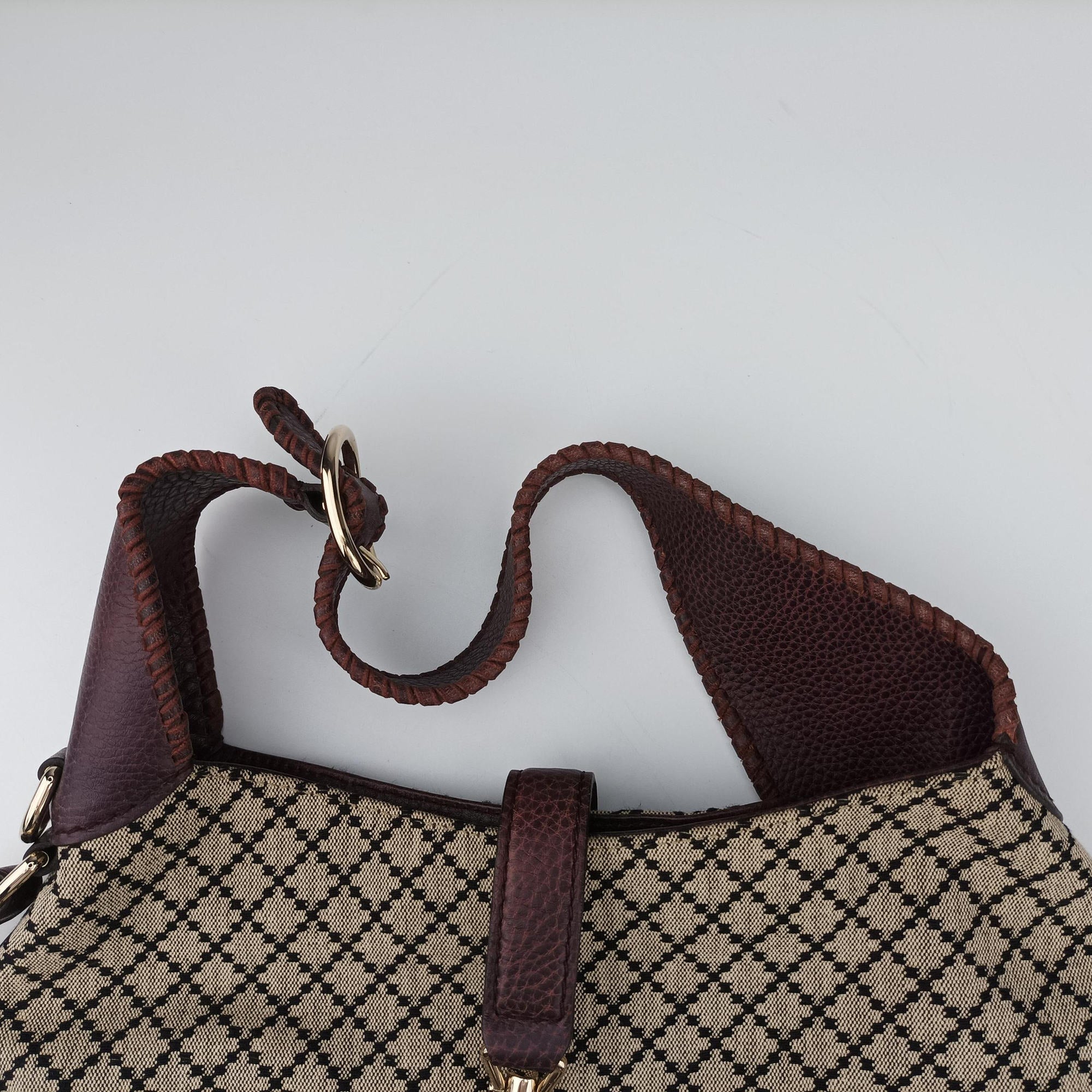 New Jackie Beige × Bordeaux canvas×leather 246907 G7342791ニュージャッキー ベージュ × ボルドー キャンバス x レザー 246907 G7342791