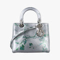 Lady Dior Floral Printed Silver Patent Leather 18-MA-0195レディディオール フローラ プリント シルバー パテント 18-MA-0195