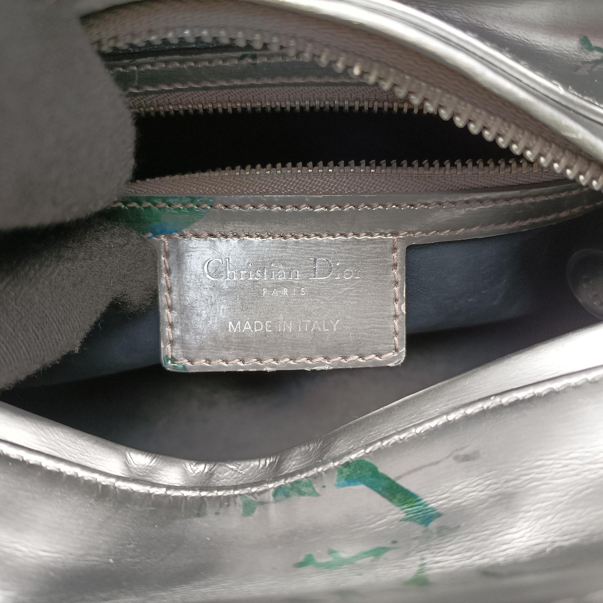 Lady Dior Floral Printed Silver Patent Leather 18-MA-0195レディディオール フローラ プリント シルバー パテント 18-MA-0195