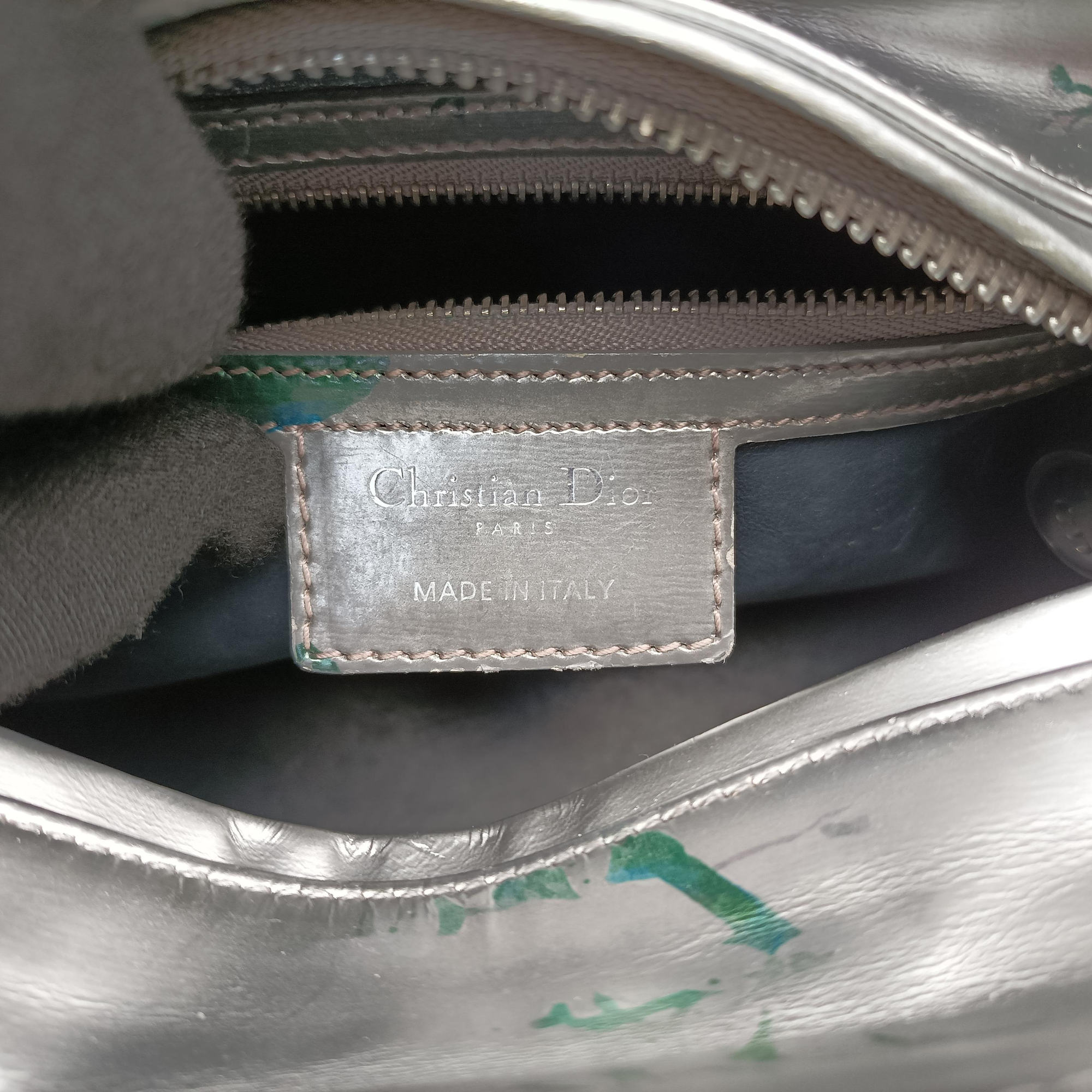 Lady Dior Floral Printed Silver Patent Leather 18-MA-0195レディディオール フローラ プリント シルバー パテント 18-MA-0195