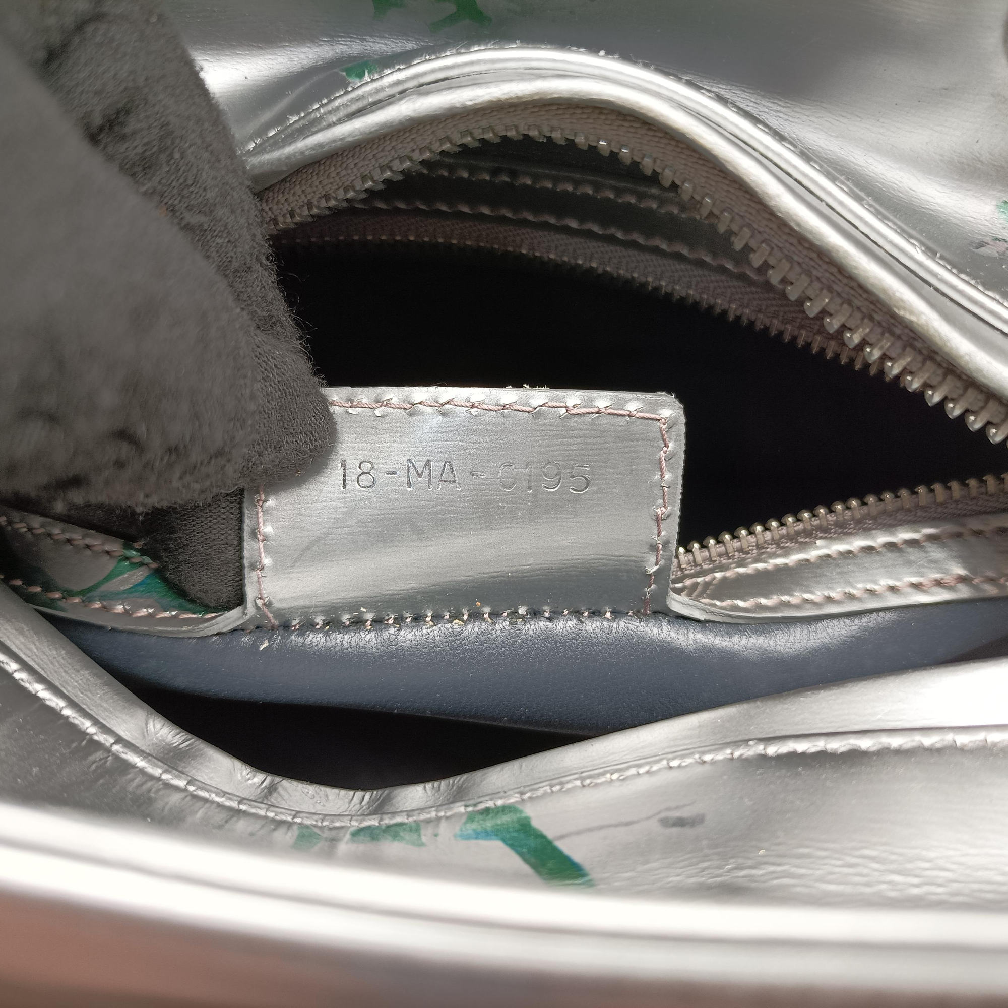 Lady Dior Floral Printed Silver Patent Leather 18-MA-0195レディディオール フローラ プリント シルバー パテント 18-MA-0195