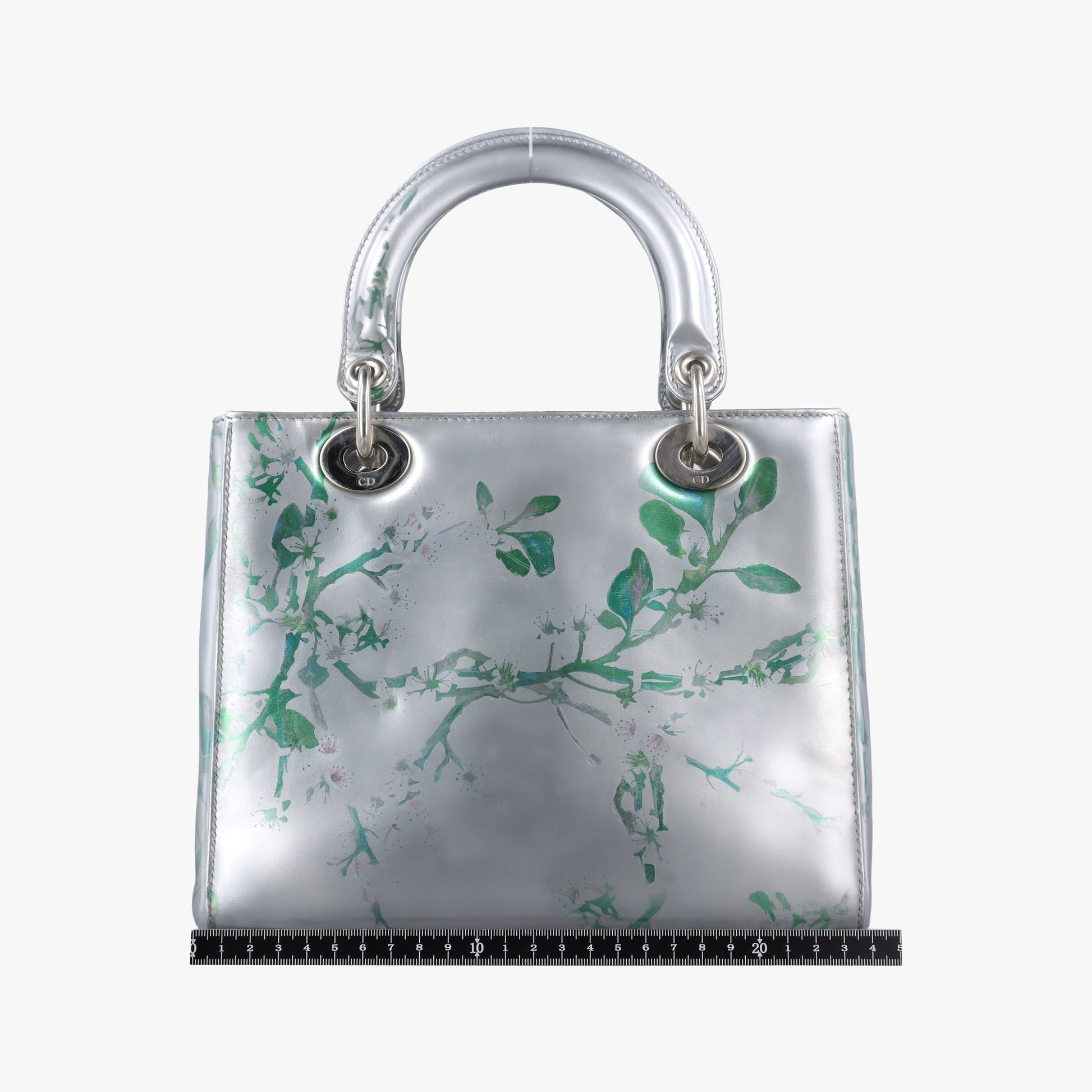 Lady Dior Floral Printed Silver Patent Leather 18-MA-0195レディディオール フローラ プリント シルバー パテント 18-MA-0195