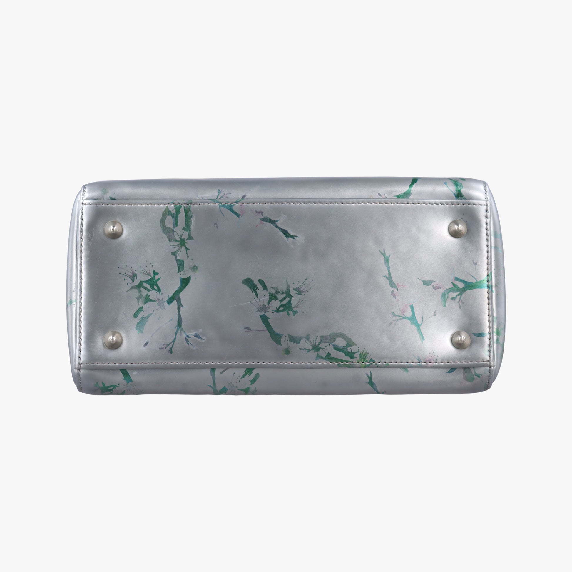 Lady Dior Floral Printed Silver Patent Leather 18-MA-0195レディディオール フローラ プリント シルバー パテント 18-MA-0195