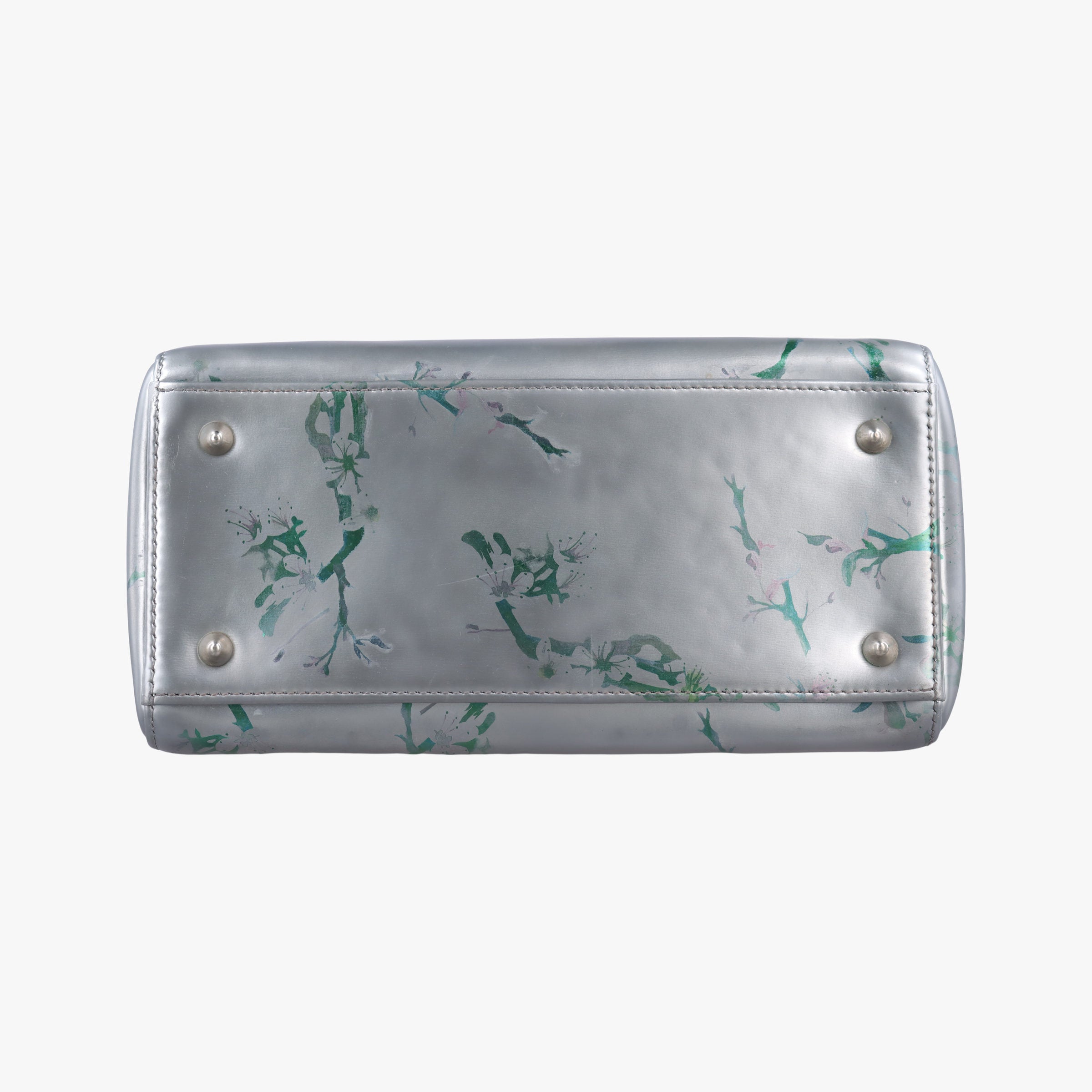 Lady Dior Floral Printed Silver Patent Leather 18-MA-0195レディディオール フローラ プリント シルバー パテント 18-MA-0195